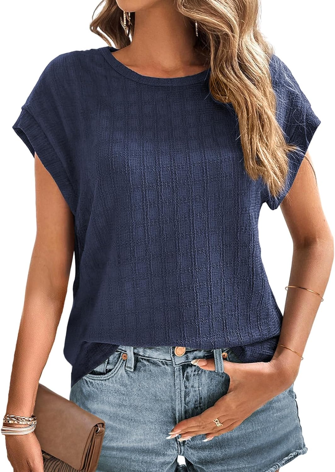 Dokotoo Tops, Special Summer Casual Cap Sleeve Tops for Women, Trendy Solid Colo...