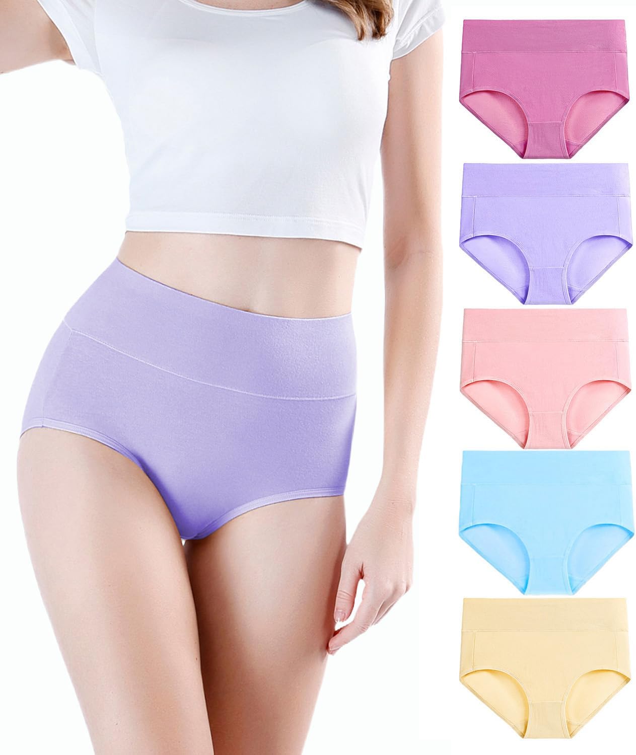 wirarpa Ladies Knickers Full Briefs High Waisted Cotton Underwear Panties for Wo...