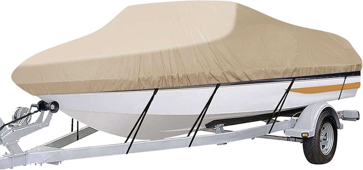 iCOVER Trailerable Boat Cover- 23'-24' Waterproof Heavy Duty Marine Grade Polyes...