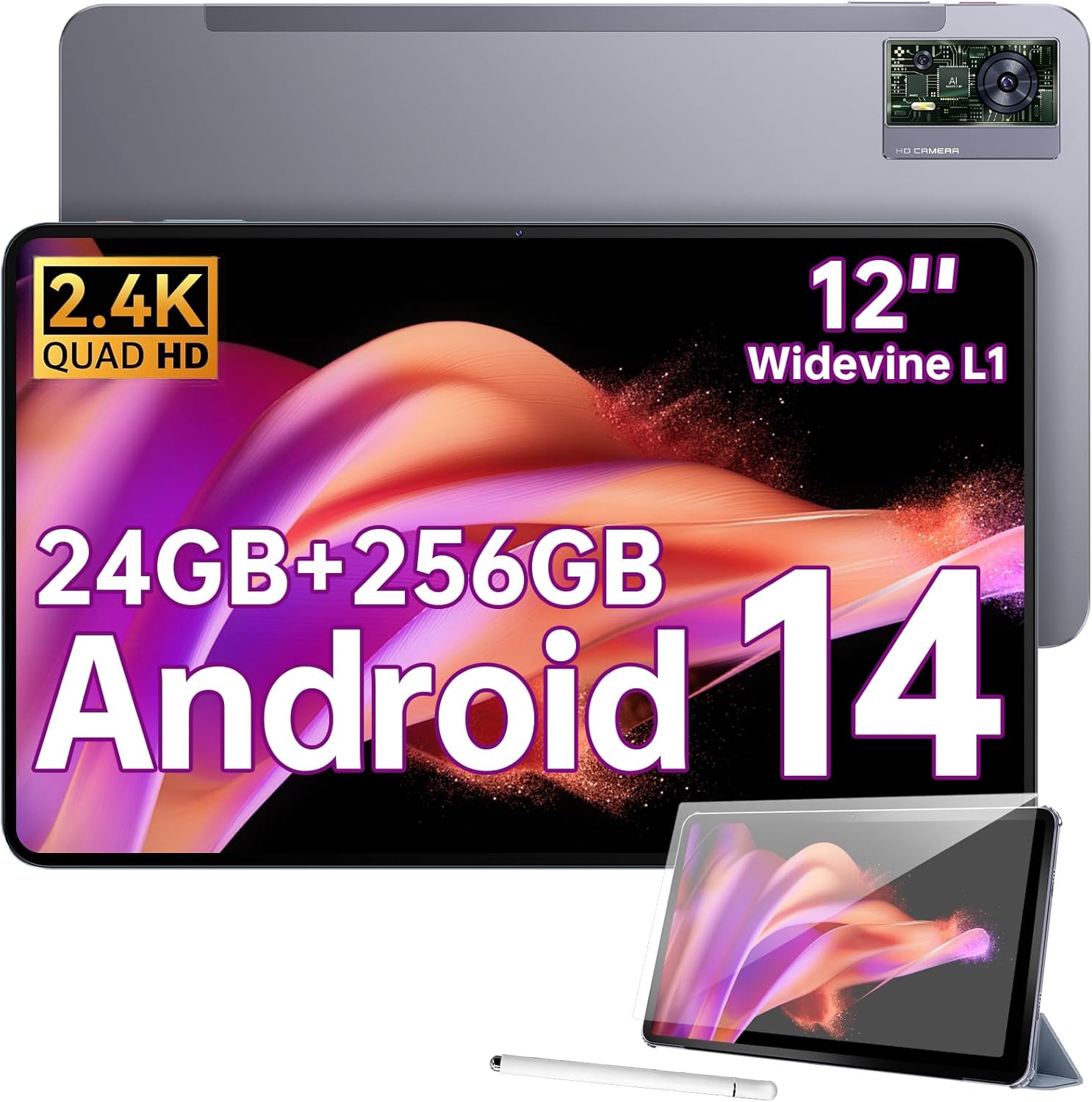 OUKITEL OT5S Android 14 Tablet, 12-inch Tablet, 24GB RAM + 256GB ROM (2TB) Gamin...