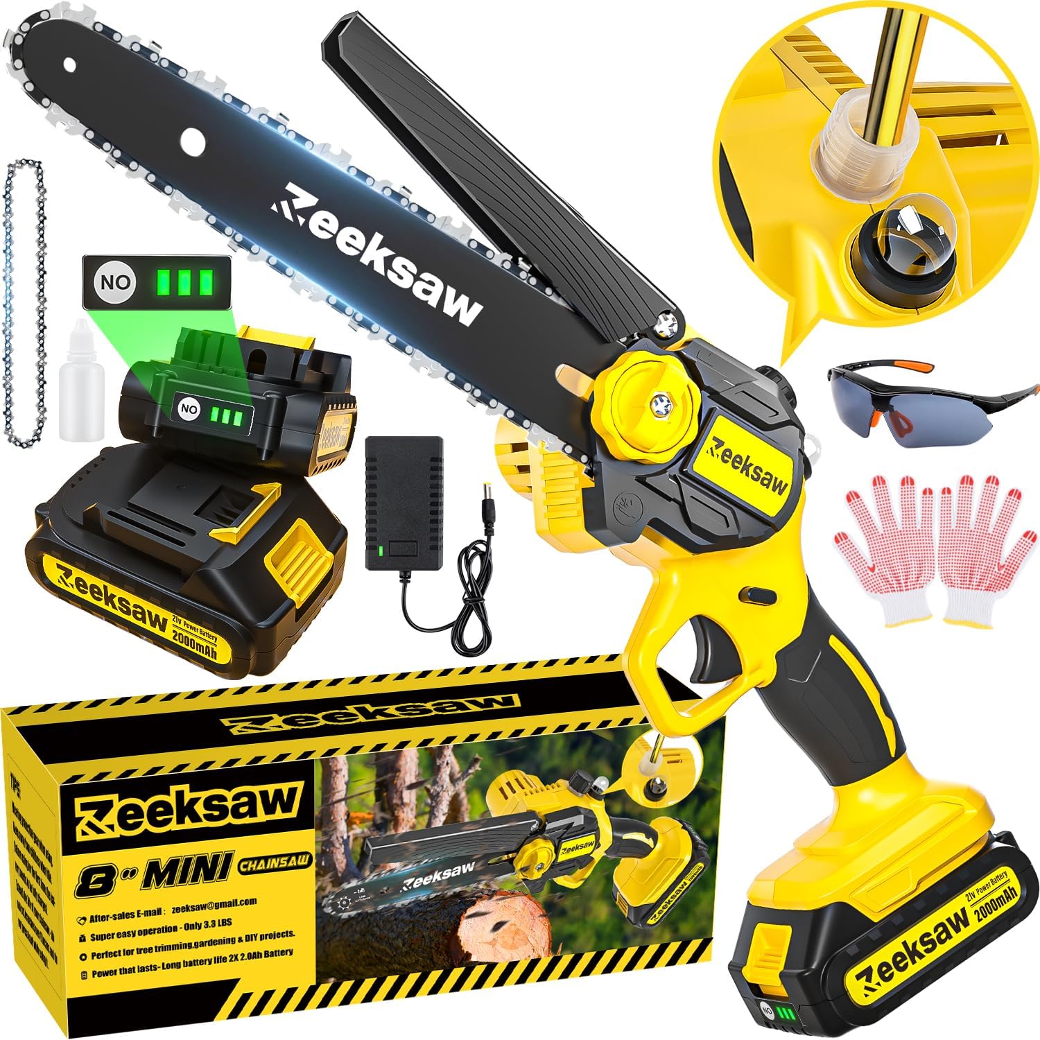Mini Chainsaw, High-Quality Cordless Chainsaw 8 Inch, Special Chainsaw with Auto...
