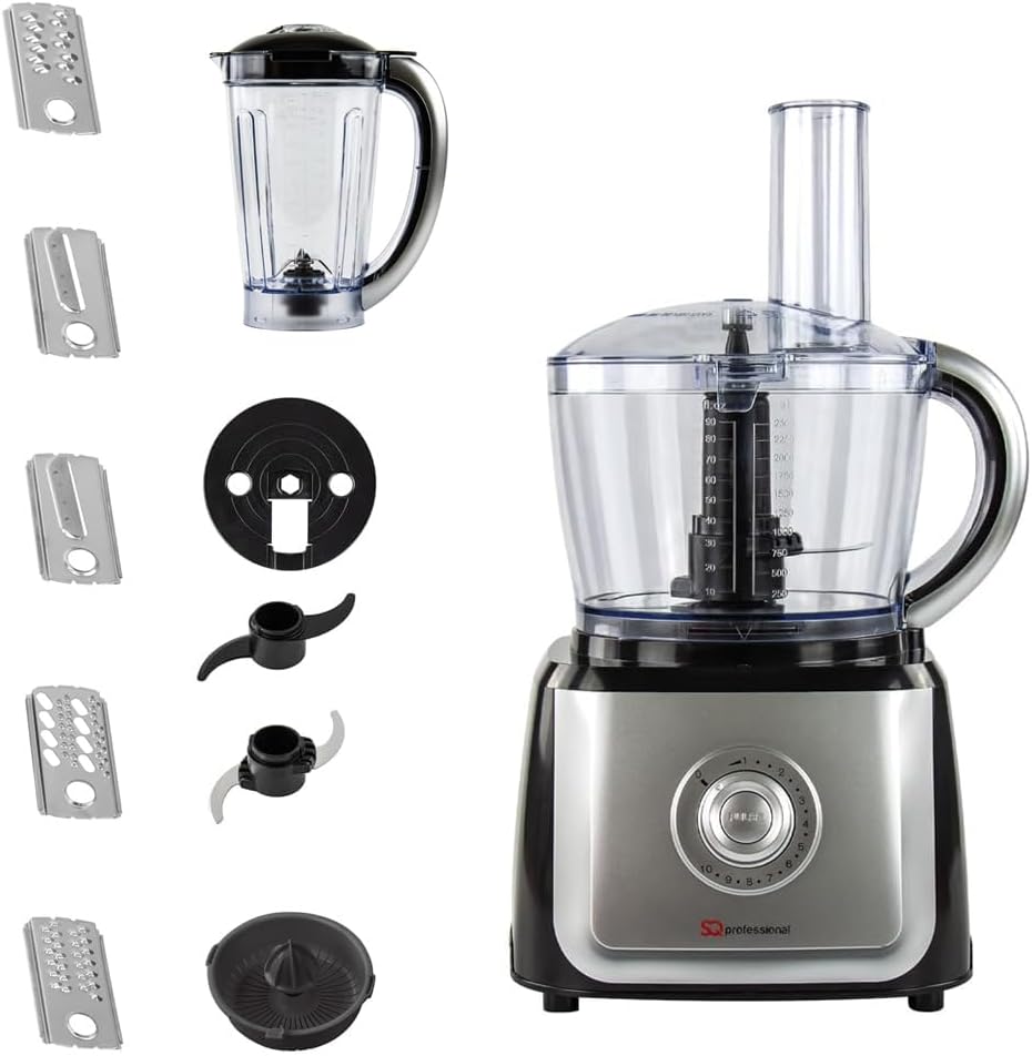 SQ Professional Blitz 2in1 Electric Food Processor - 700W Multifunction Blender-...