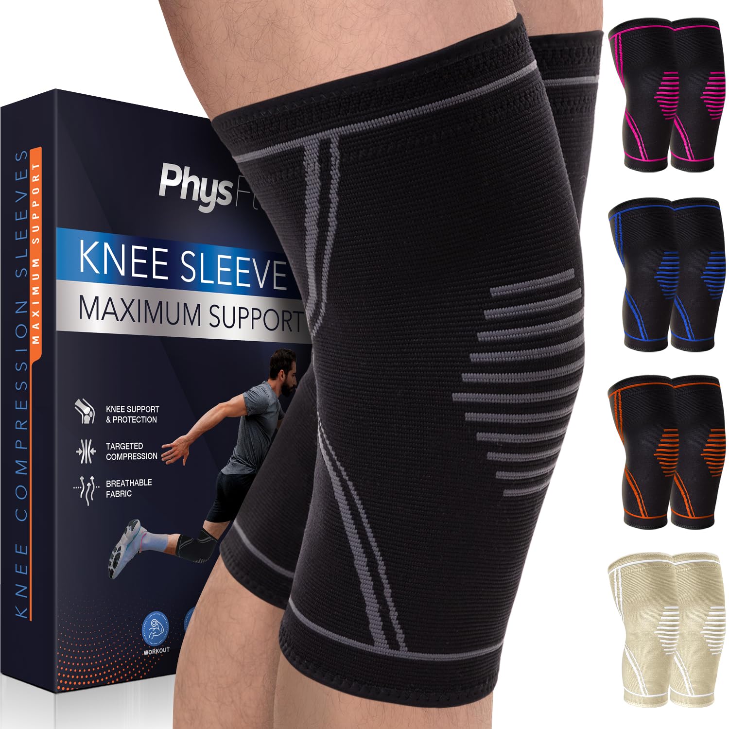 Knee Brace for Men and Women, Innovative Knee Compression Sleeves for Pain Relie...