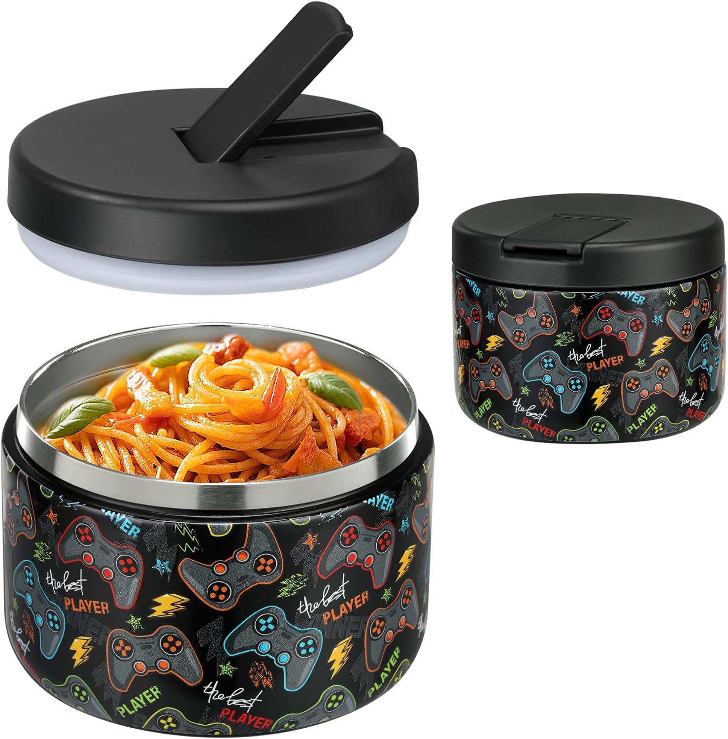 12oz Insulated Vacuum Food Jar with Buckle Lid Wide Mouth Soup Thermo for Hot Fo...