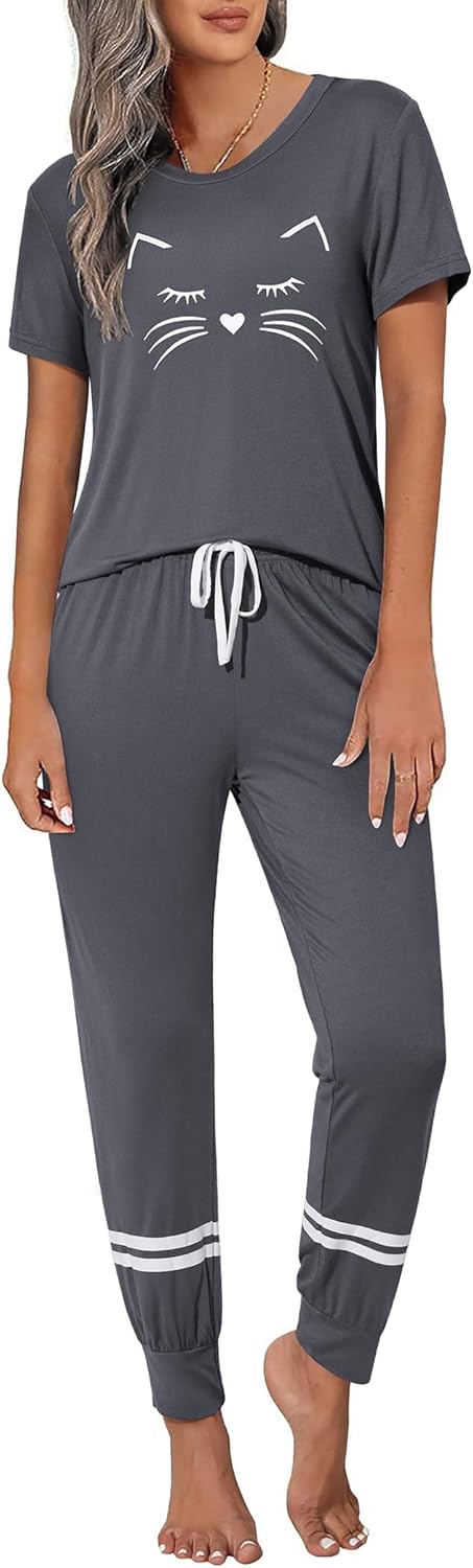 Ekouaer Womens Pajamas Set, Special Sleepwear Tops with Long Pants, Unique Pjs S...