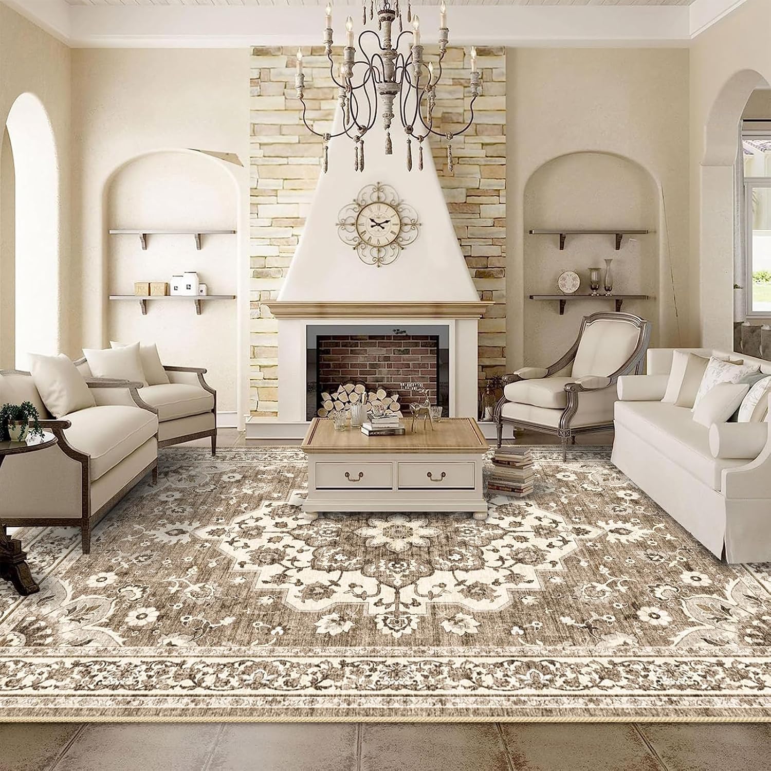 Washable Oriental Area Rug - 9x12 Rugs for Living Room Soft Carpet for Bedroom W...