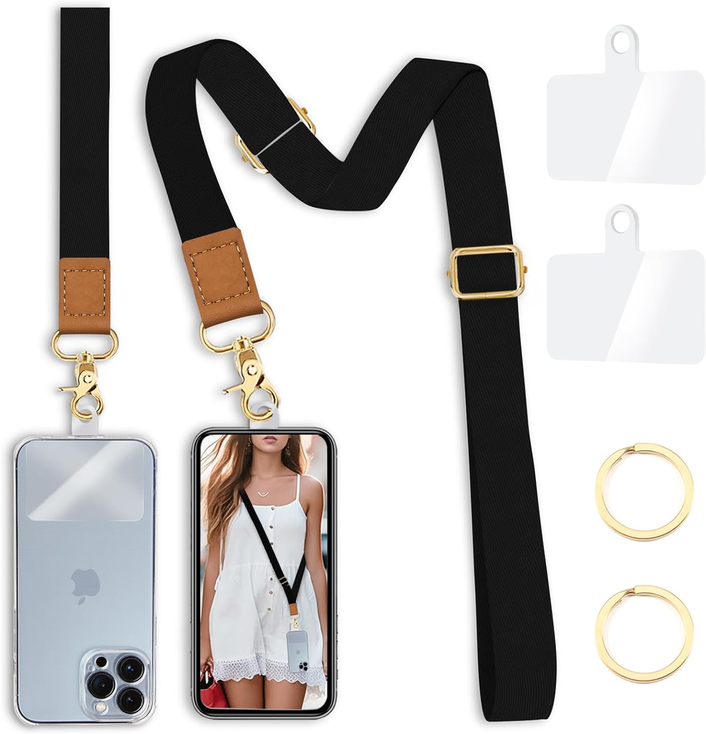 Phone Lanyard, Crossbody Wrist Strap with Adjustable Neck Wristlet, Special Blac...