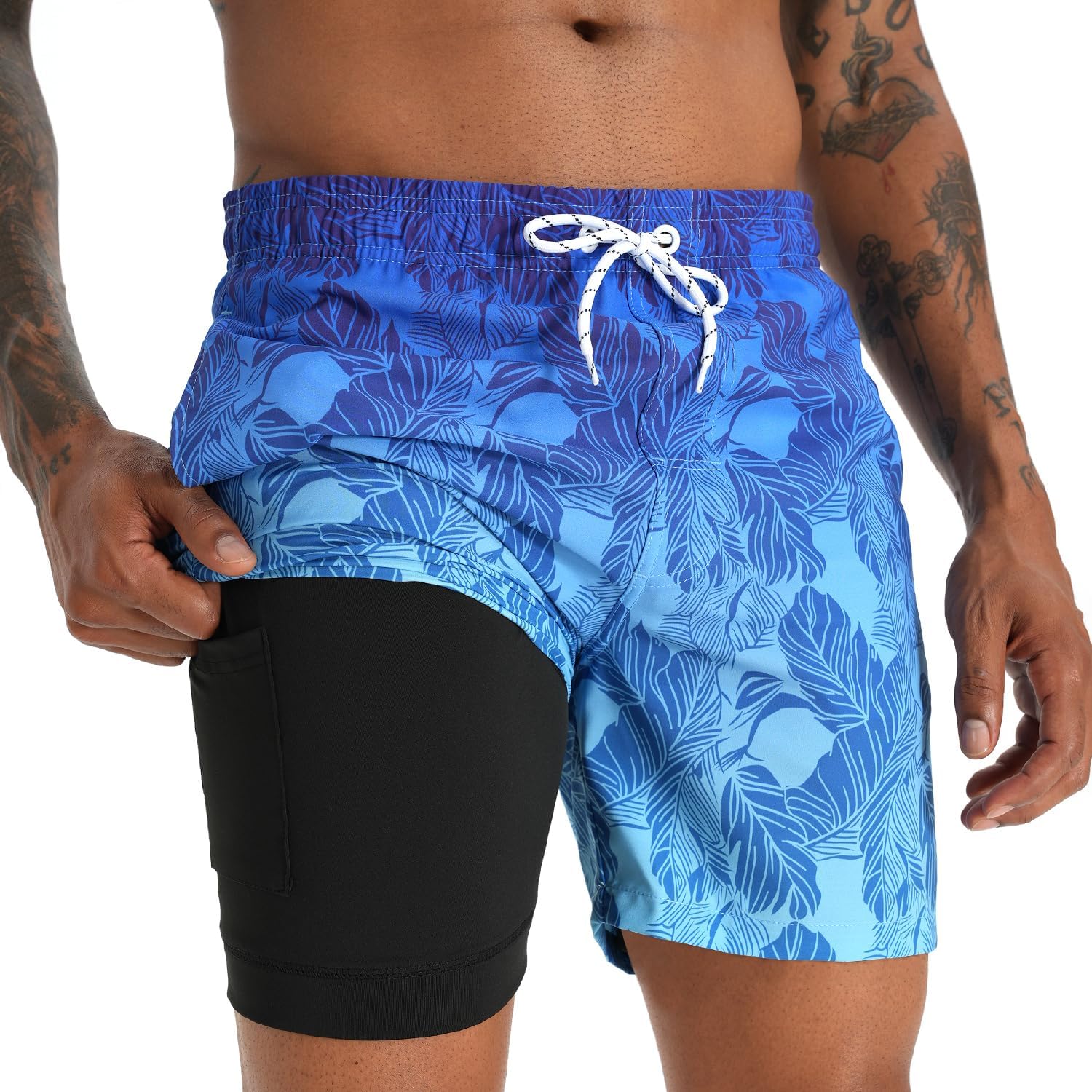 iCKER Swim Shorts, Special Men Swim Trunks 2 in 1 Compression Liner, Innovative...