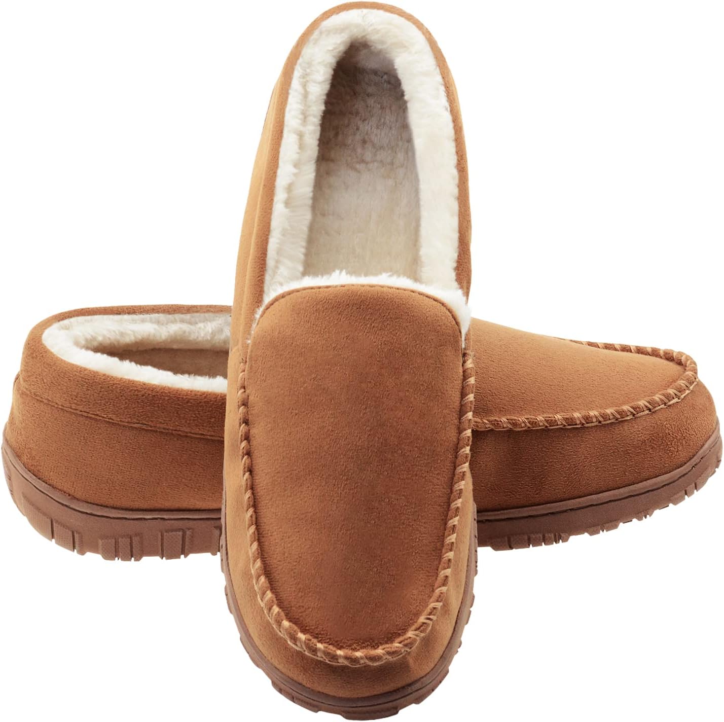 Lulex Moccasins for Men House Slippers Indoor Outdoor Plush Mens Bedroom Shoes w...