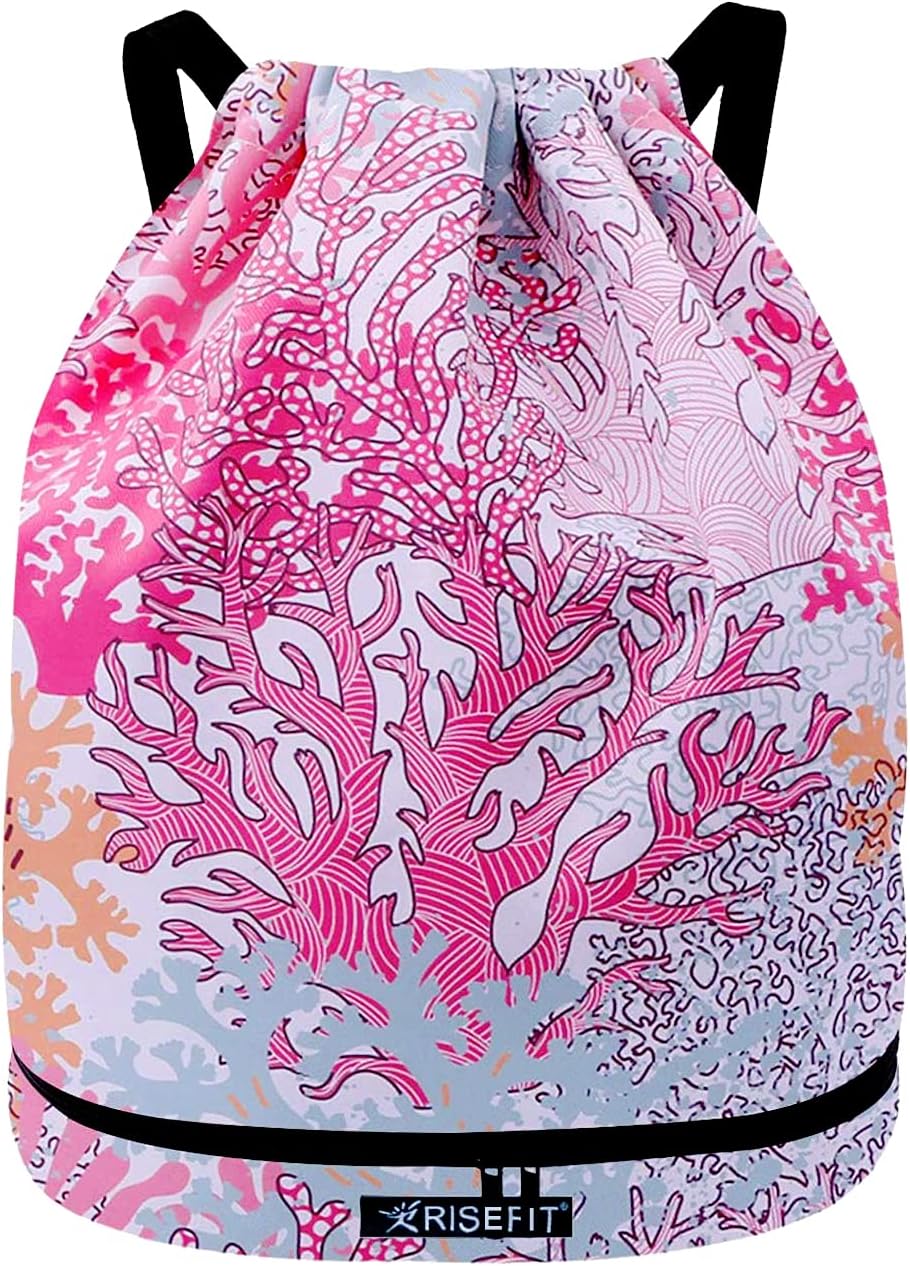 Risefit Drawstring Bag Waterproof Swim bags Lightweight Daypack Backpack Large C...