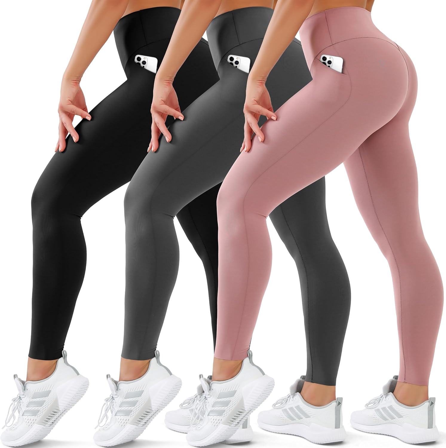 3 Pack Leggings for Women High Waisted No See-Through Tummy Control Soft Yoga Pa...