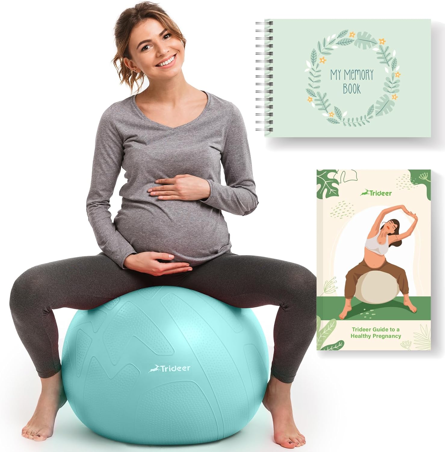 Trideer Pregnancy Ball Birthing Ball, 1.7mm Extra Thick Yoga Ball for Maternity,...