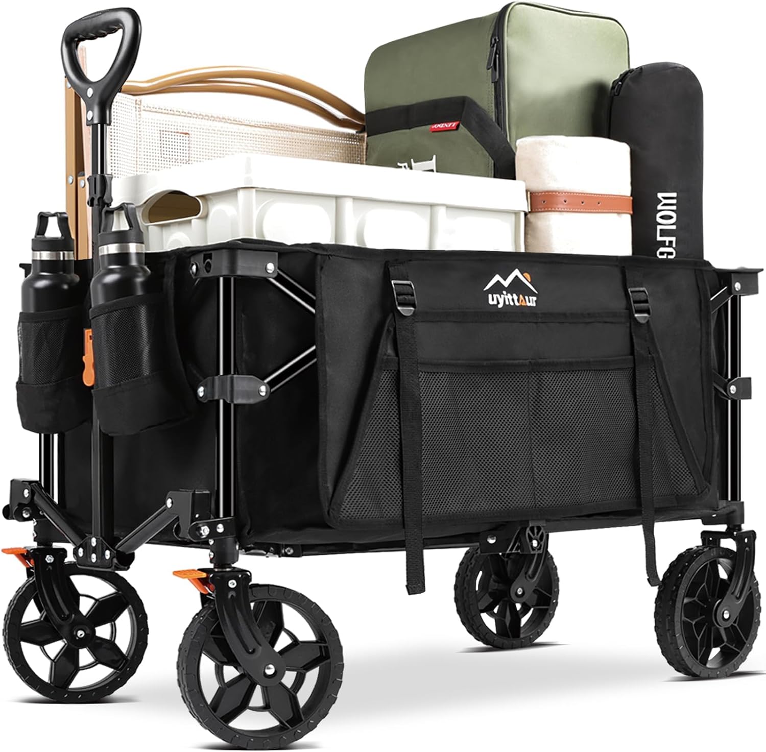 Wagon Cart Heavy Duty Foldable, Collapsible Folding Wagon with Compact Folding D...