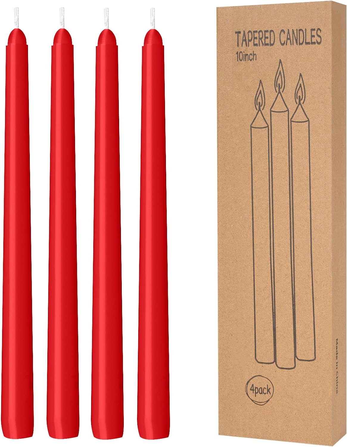 4 Pack Red Taper Candles - Taper Candles 10 Inch Dripless, Smokeless & Unscented...