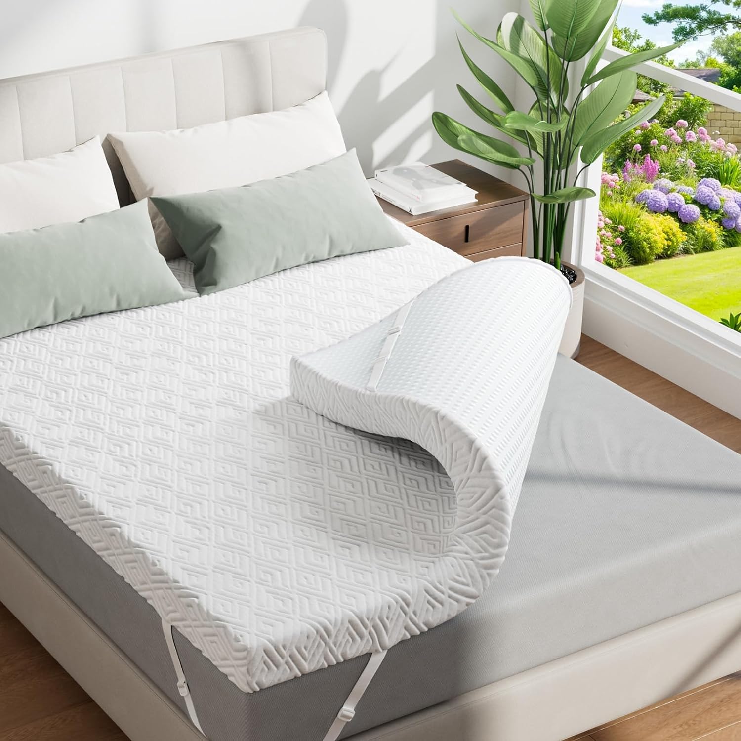 Memory Foam Mattress Topper - 3 Inch Gel Mattress Pad for Pressure Relief, Premi...