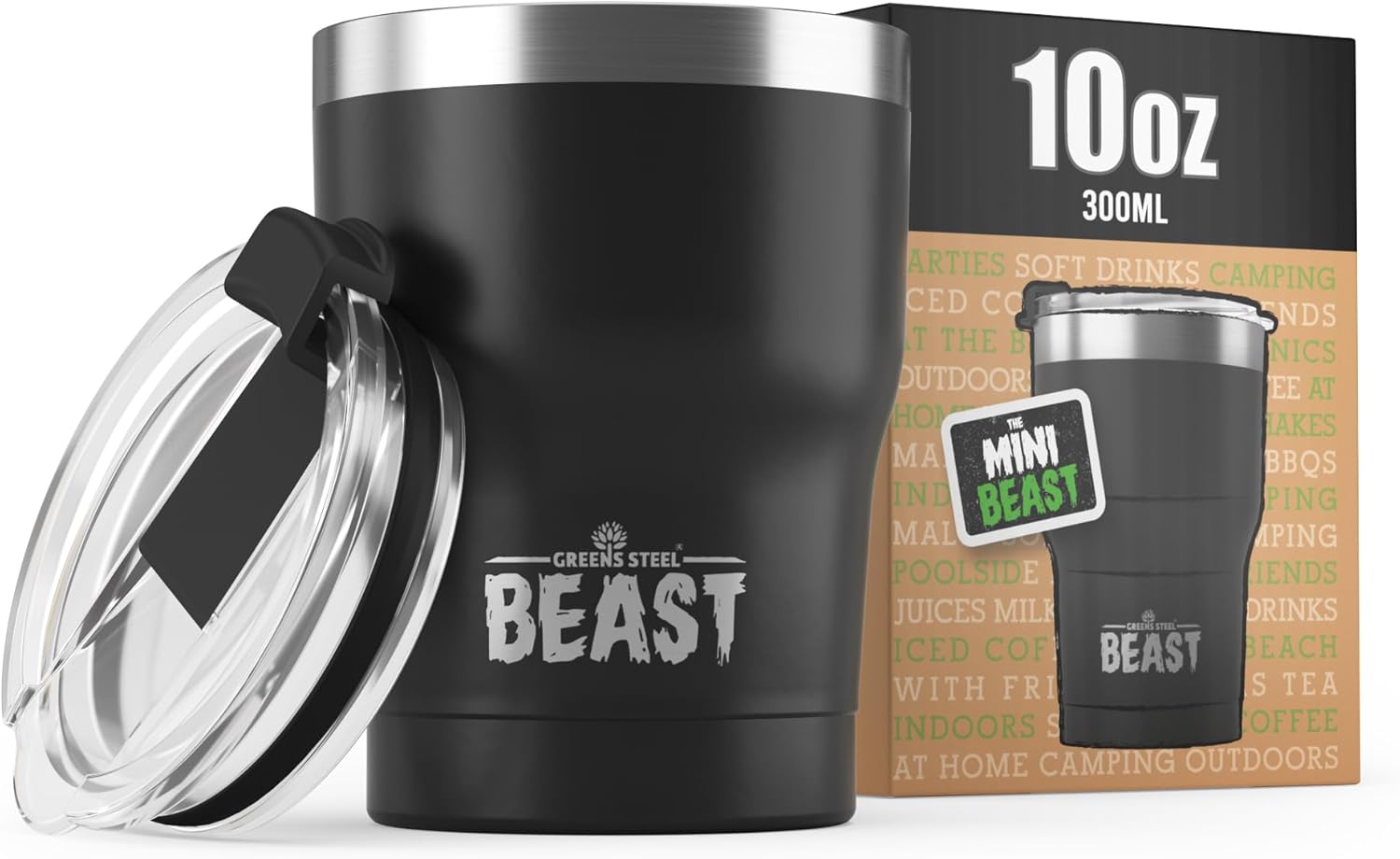Beast 10 oz Tumbler Stainless Steel Vacuum Insulated Coffee Ice Cup Double Wall...