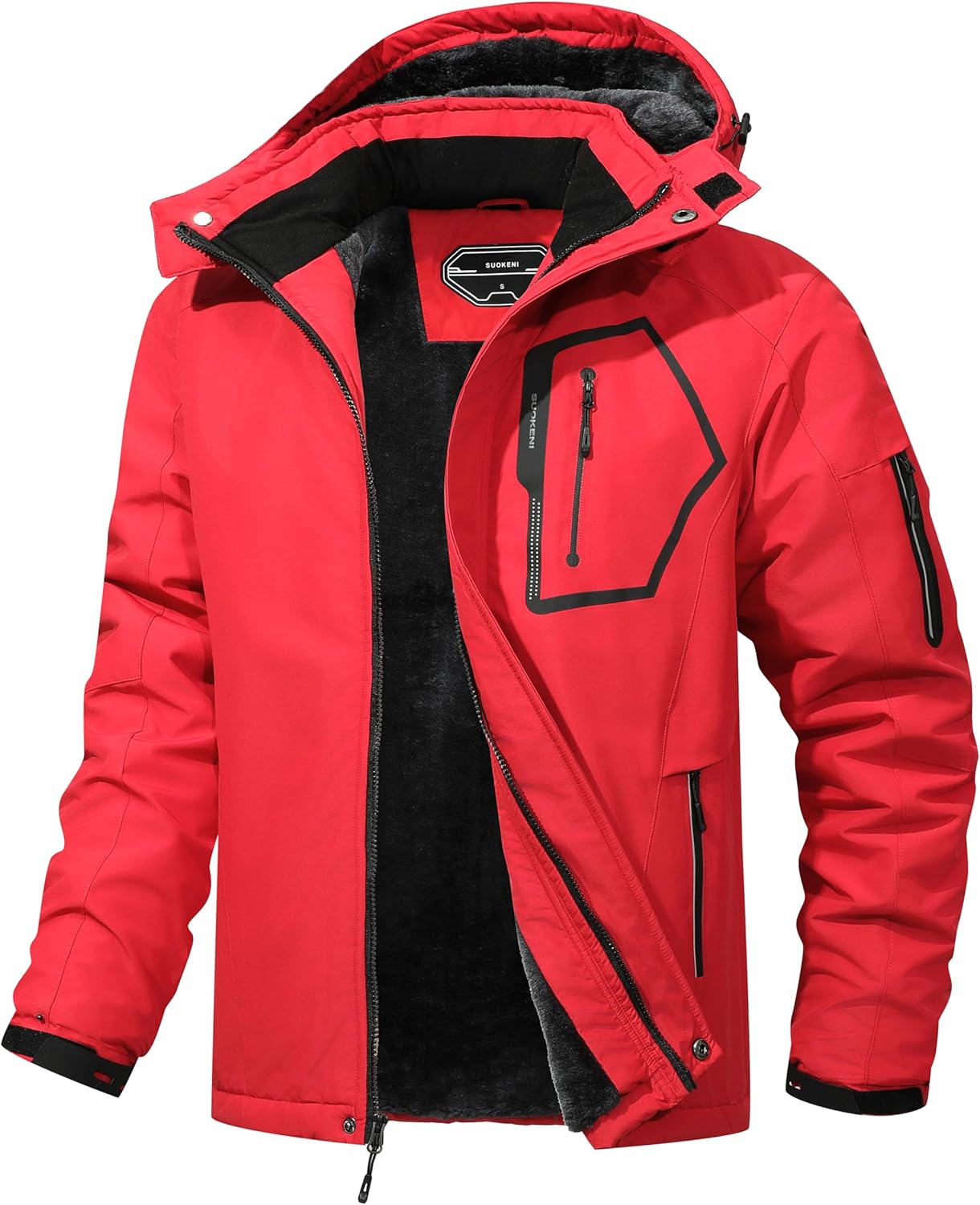 Men's Ski Jacket Winter Warm Snow Coat Waterproof Windbreaker Hooded Work Outerw...