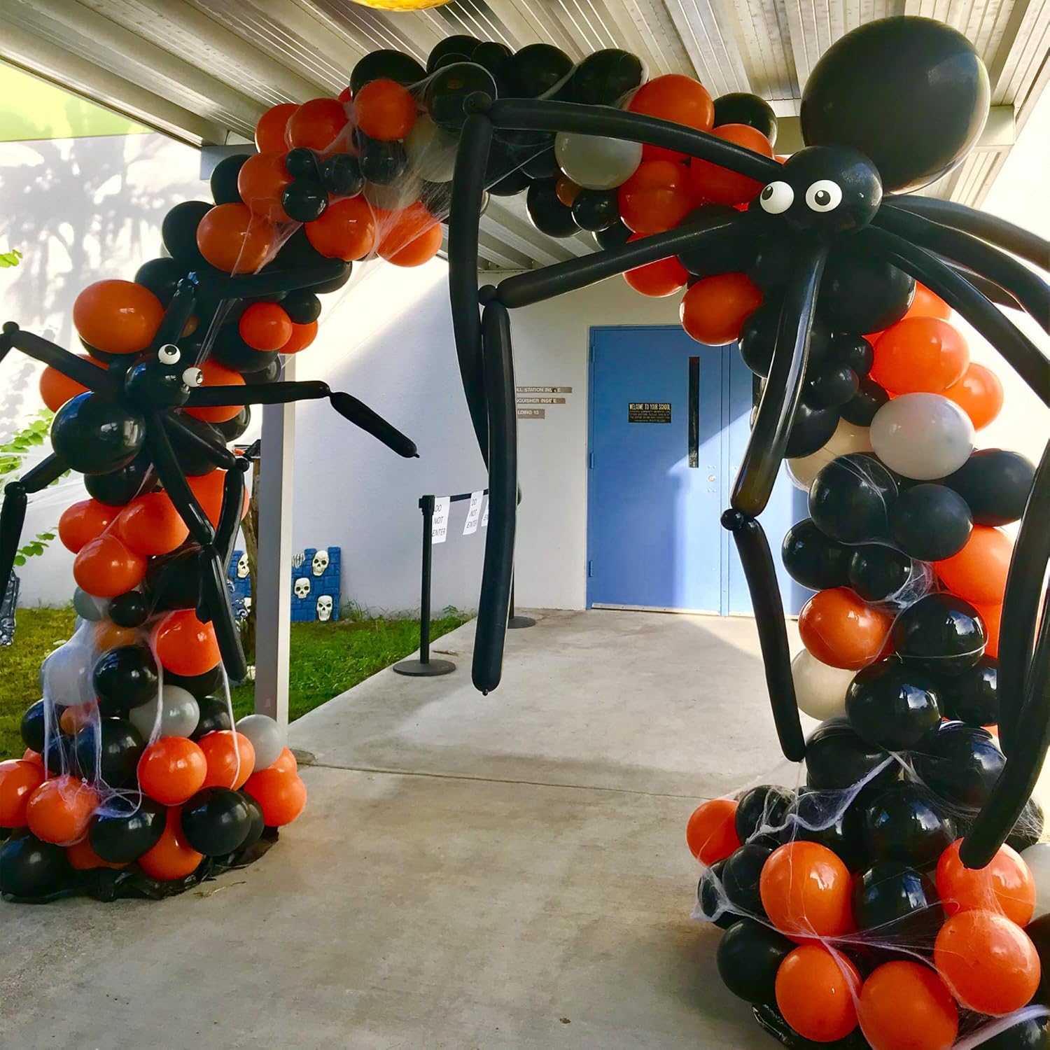 Halloween Balloon Garland Arch kit with Halloween Spider Web Black Orange Gray B...
