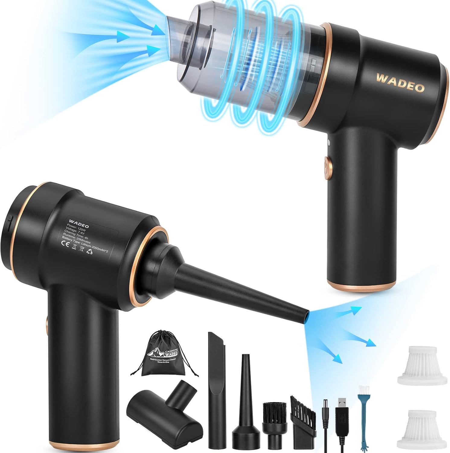 WADEO Handheld Vacuum Cordless, Car Vacuum Portable Cordless 9000Pa, Hand Held V...