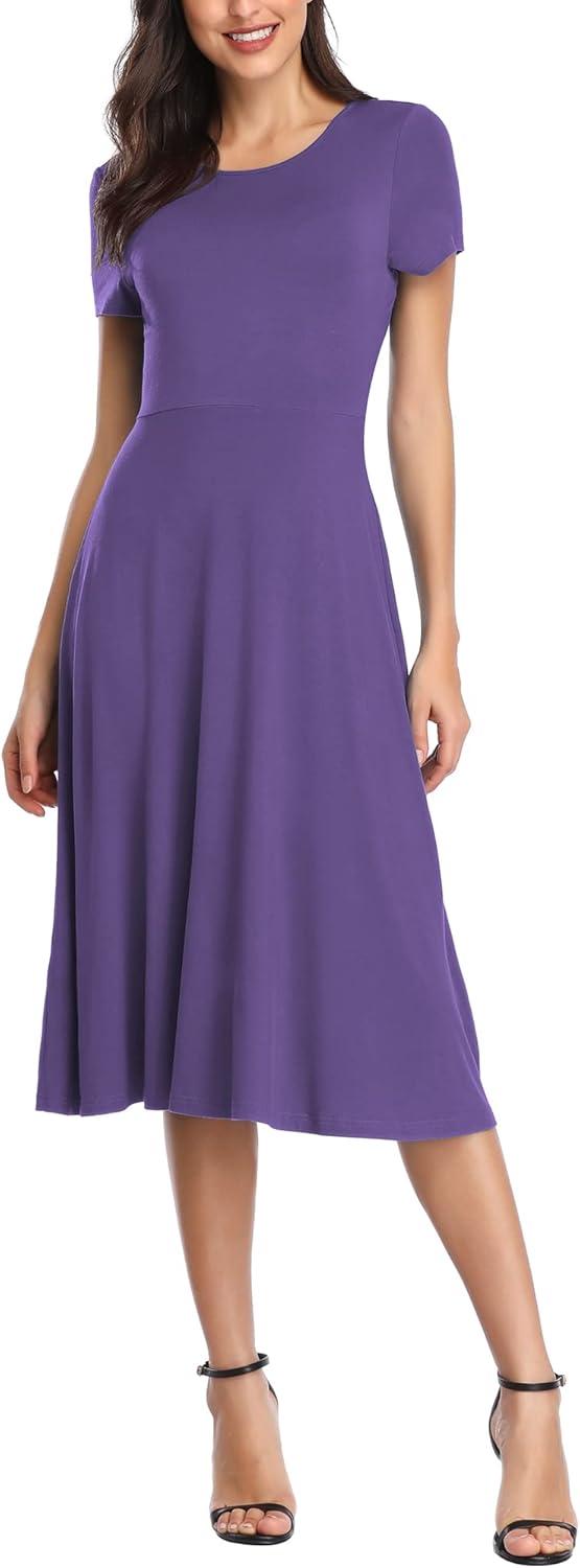 Urban CoCo Women's Dress, Special Vintage Short Sleeve High Waist Flared Dress,...