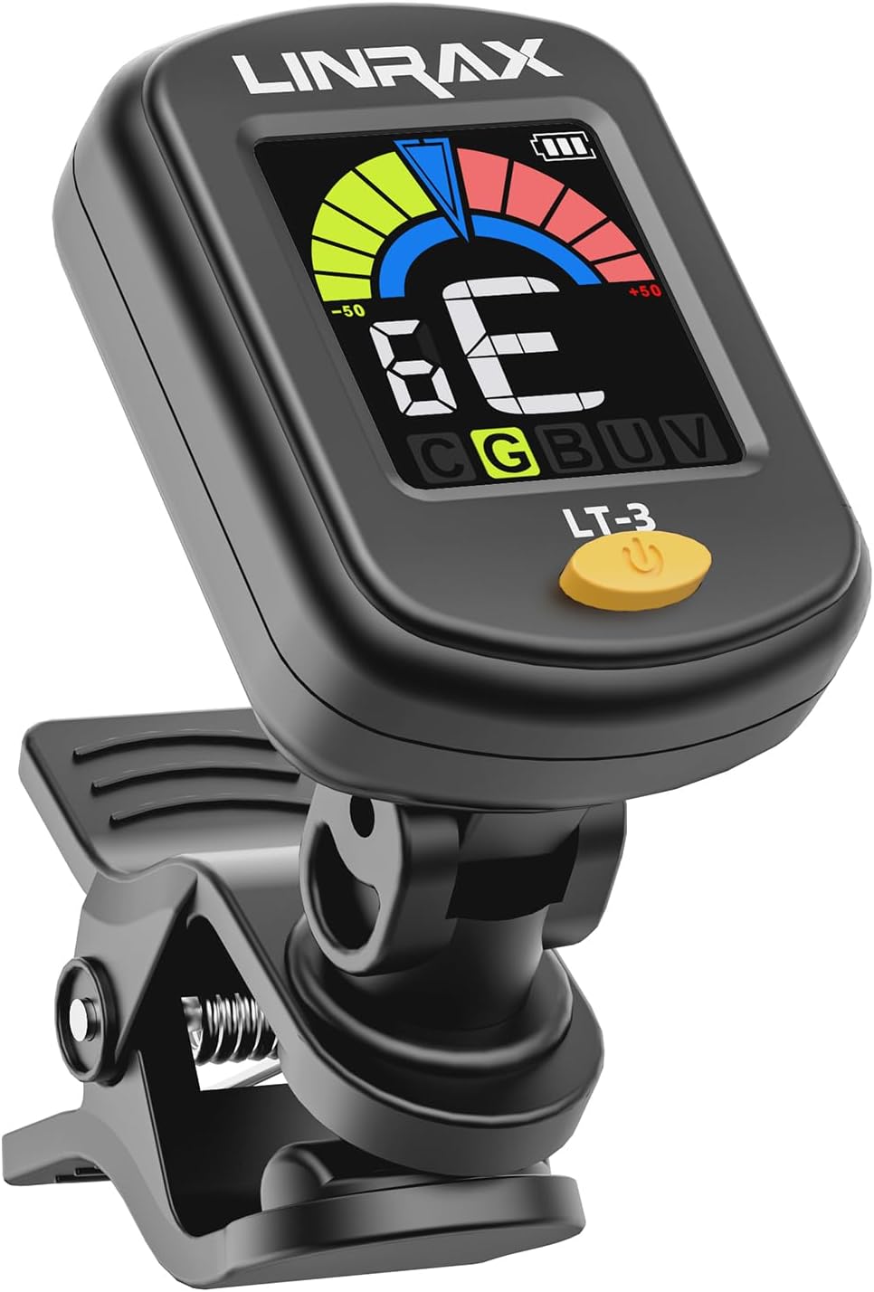 Linrax LT-3 Guitar Tuner Rechargeable, Clip On Tuner with LCD Color Display, Chr...