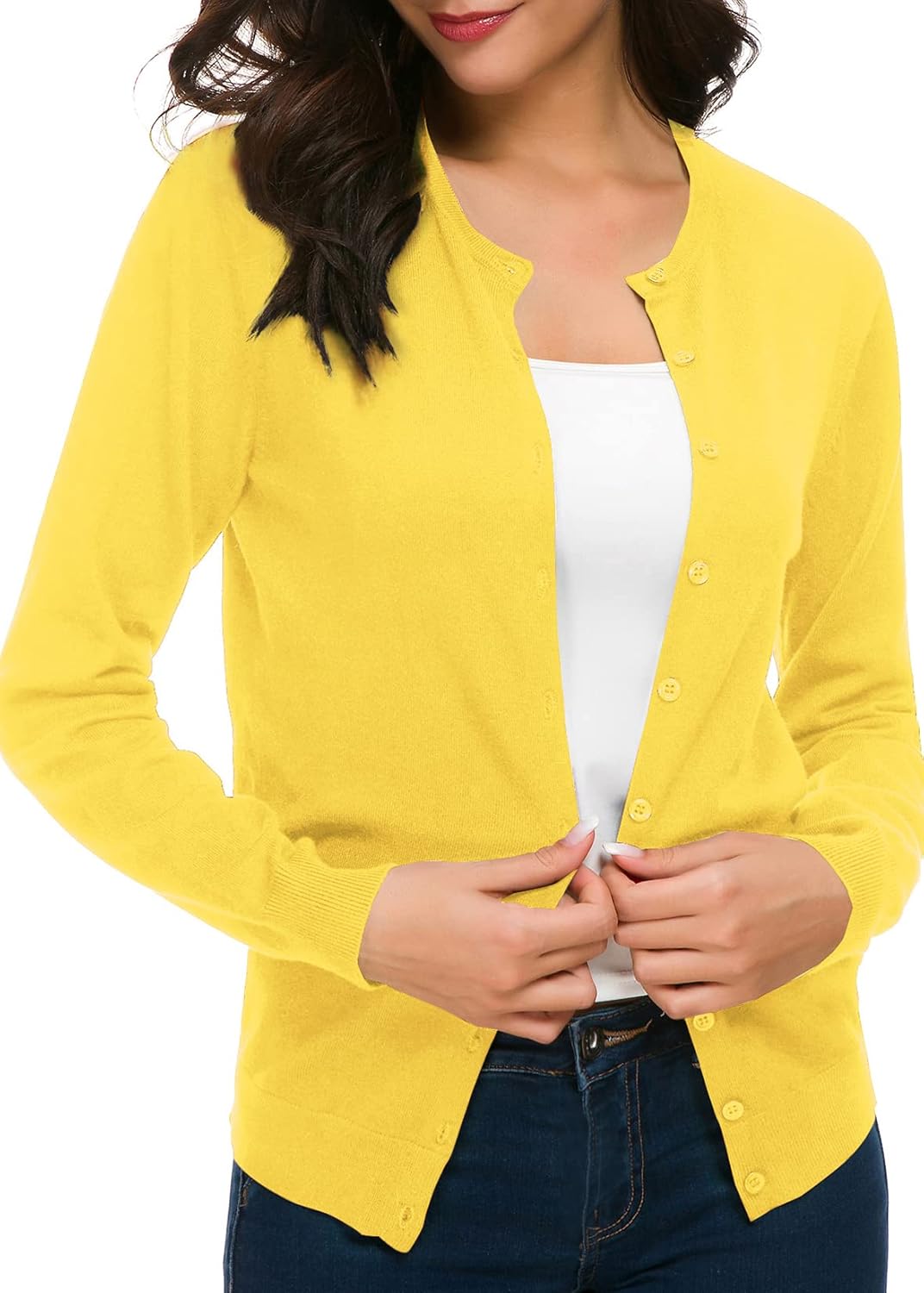 Urban CoCo Women's Cardigan, Special Long Sleeve Crew Neck Button Down Sweater,...