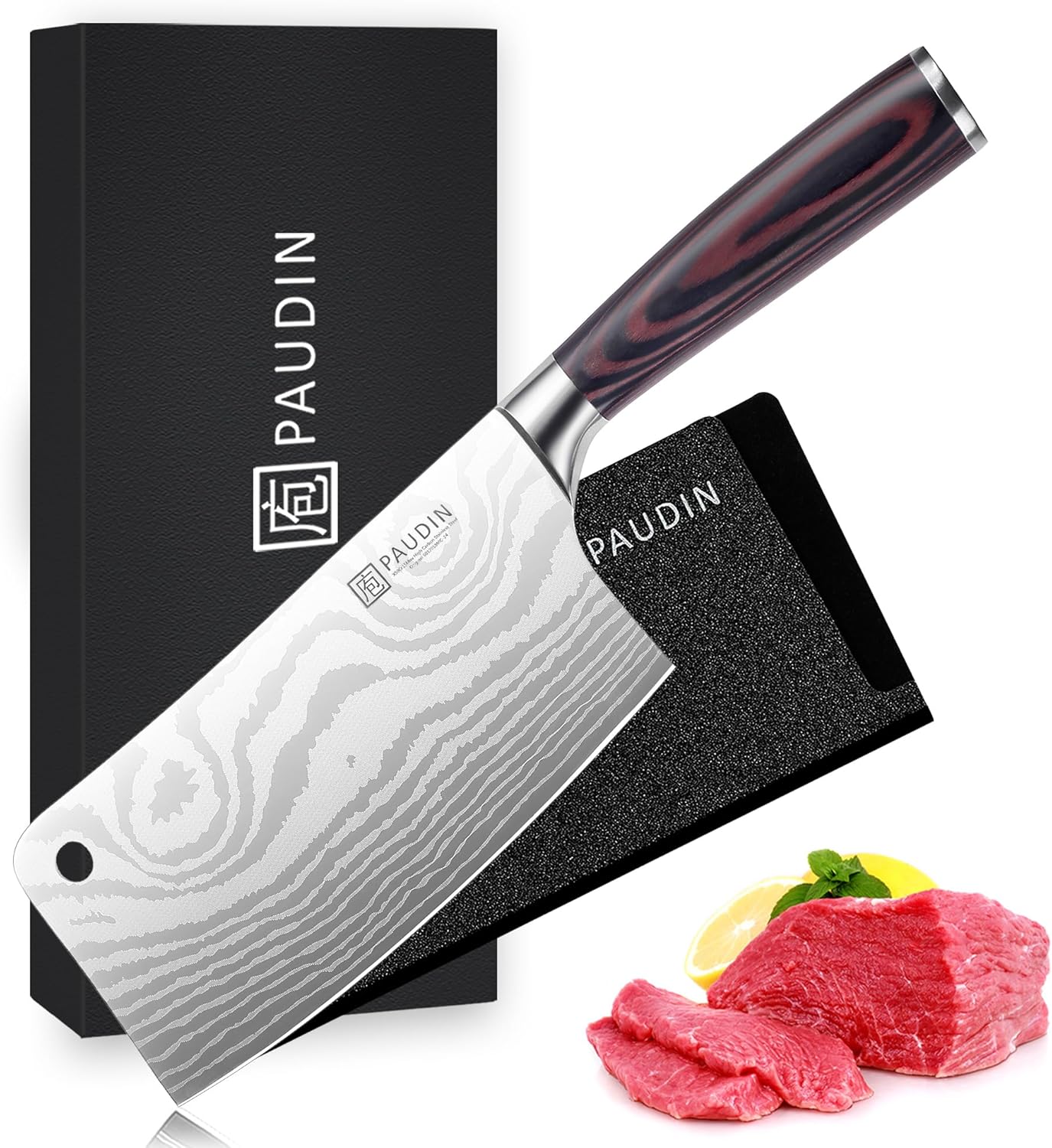 PAUDIN Cleaver Knife, Ultra Sharp Meat Cleaver 7 Inch, High Carbon Stainless Ste...