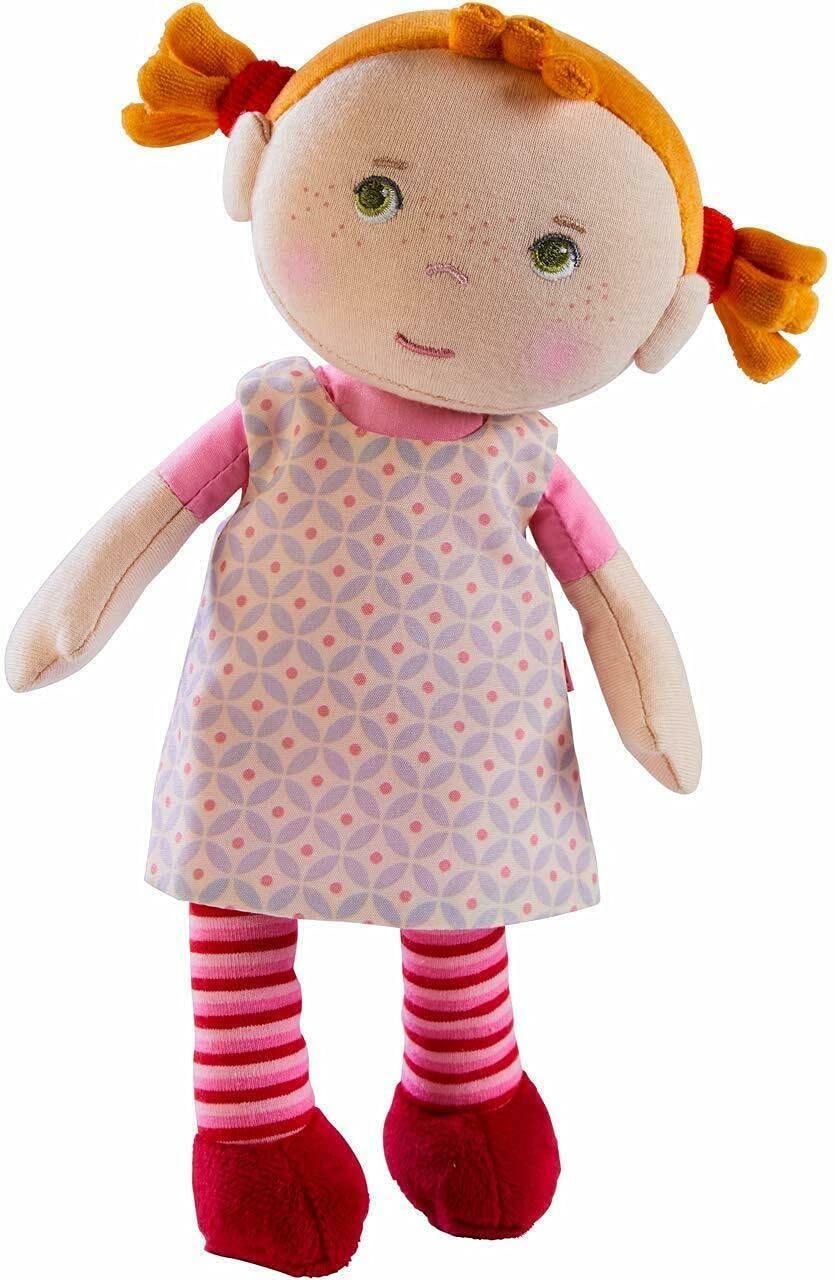 HABA Soft Baby Doll Roya - 10" Rag Doll with Red Pigtails, Pink Dress - Machine...