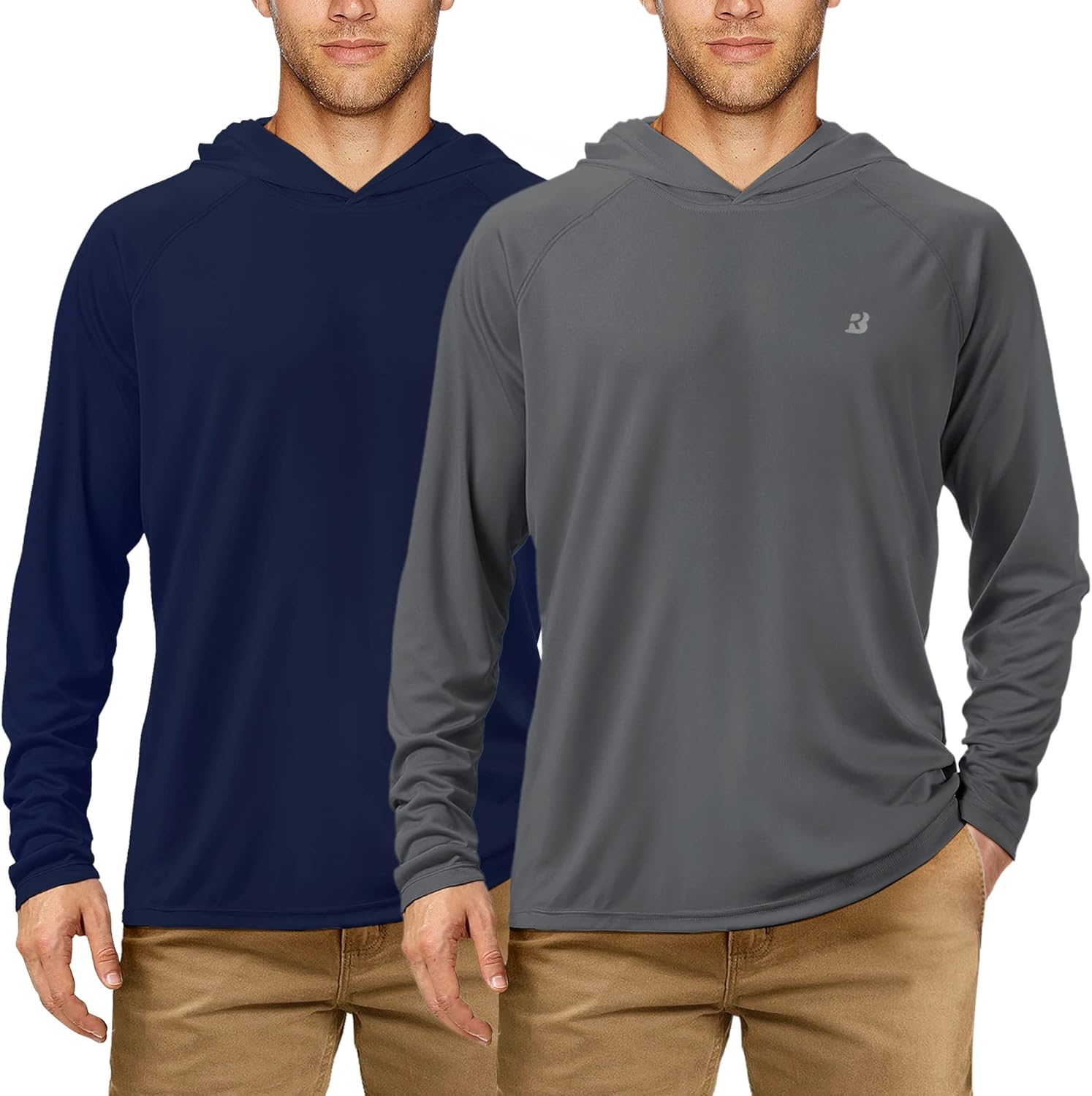 Roadbox UPF 50+ Fishing Shirts for Men Long Sleeve UV Sun Protection Hoodie with...