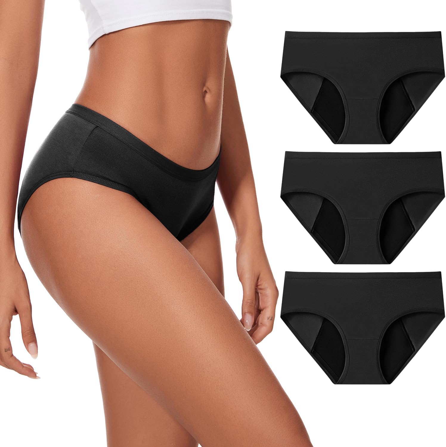 No-side-leaks Leakproof 2.0 Heavy Flow Period Underwear for Women X-Large Black-...