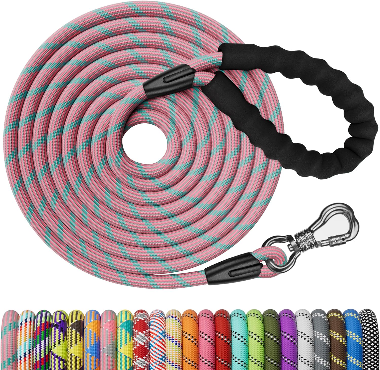 NTR 50FT Leash for Large Breed Dog, Long Leash with Swivel Lockable Hook and Pad...