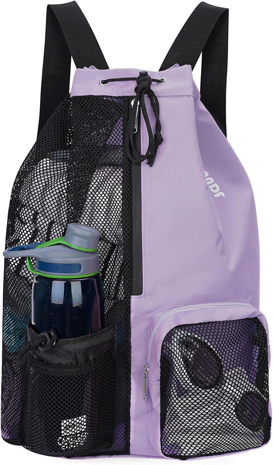 WANDF Swim Bag Mesh Drawstring Backpack with Wet Pocket for Swimming, Gym, and W...