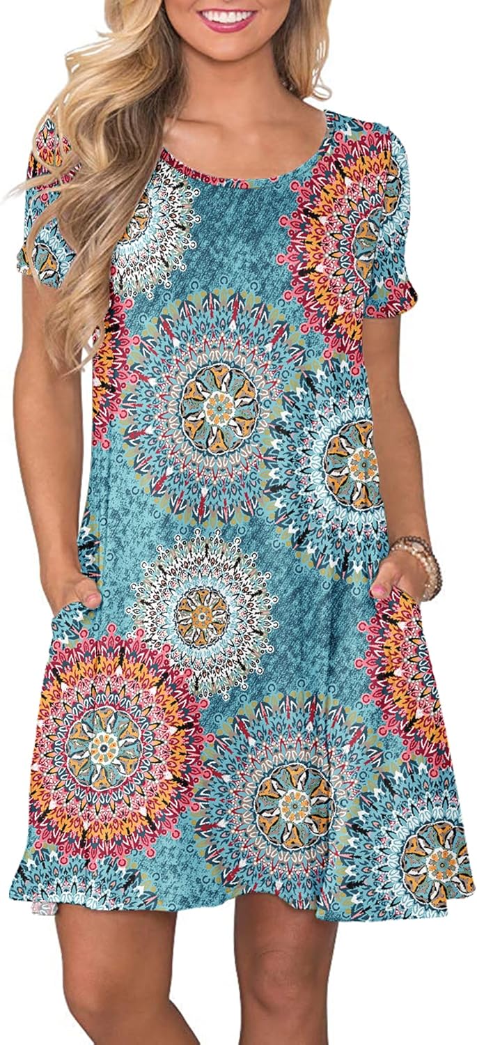 WNEEDU T Shirt Dresses, Special Women's Summer Casual Dress, Innovative Short Sl...