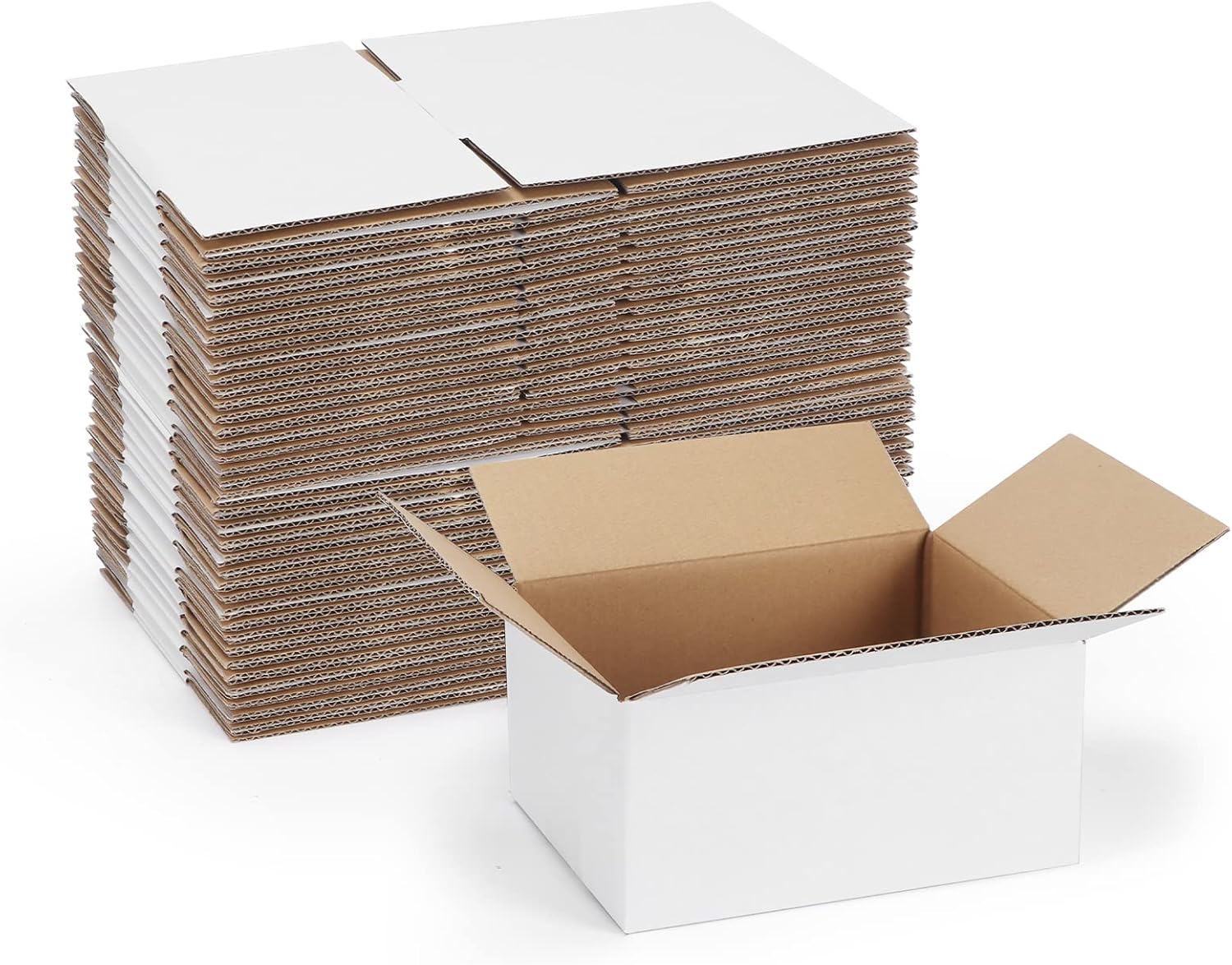 40 Pack Small Shipping Boxes 8x6x4 Inches, White Corrugated Cardboard Mailing Bo...