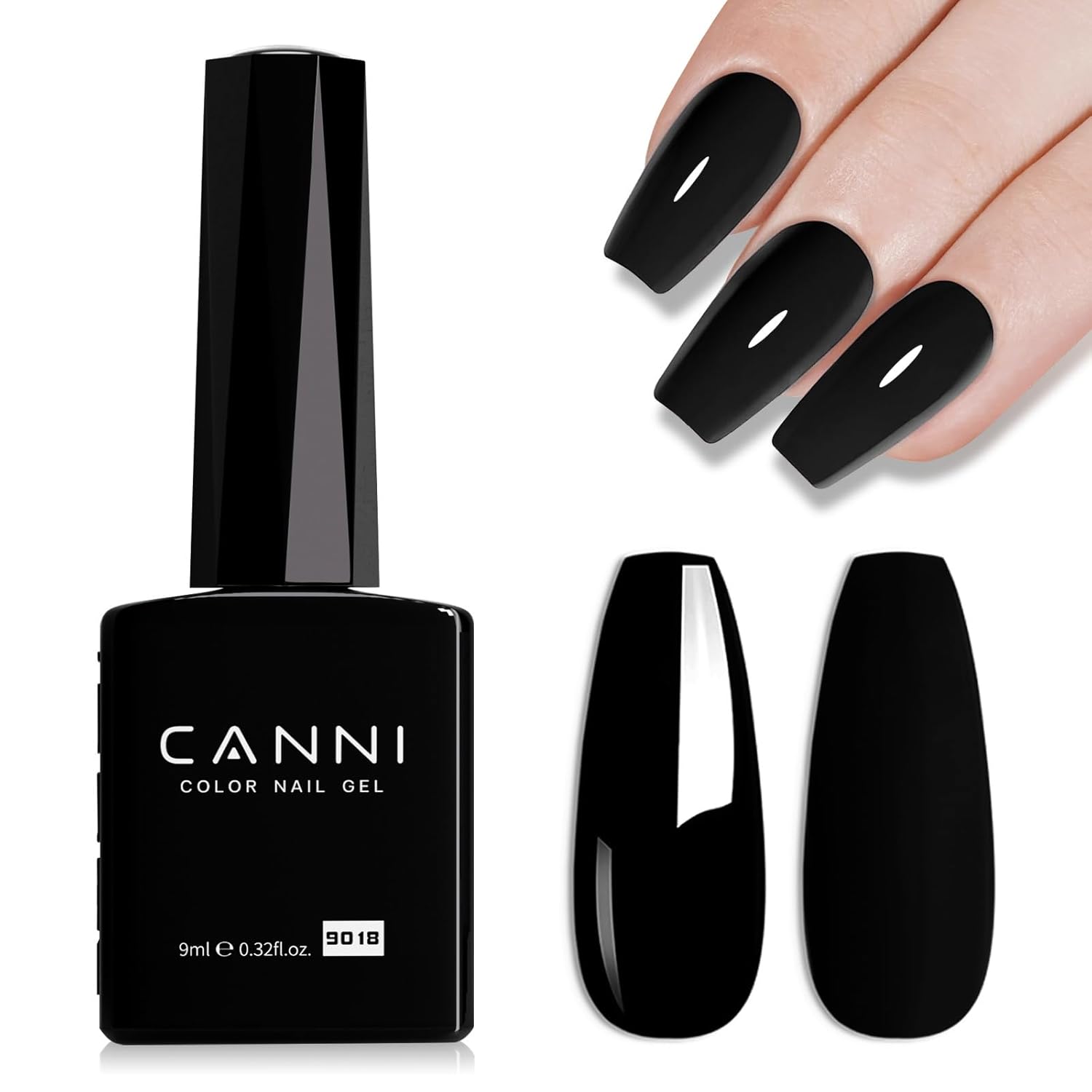 CANNI Black Gel Nail Polish, 1Pcs Gel Polish Black Dark Black Color Gel Polish N...