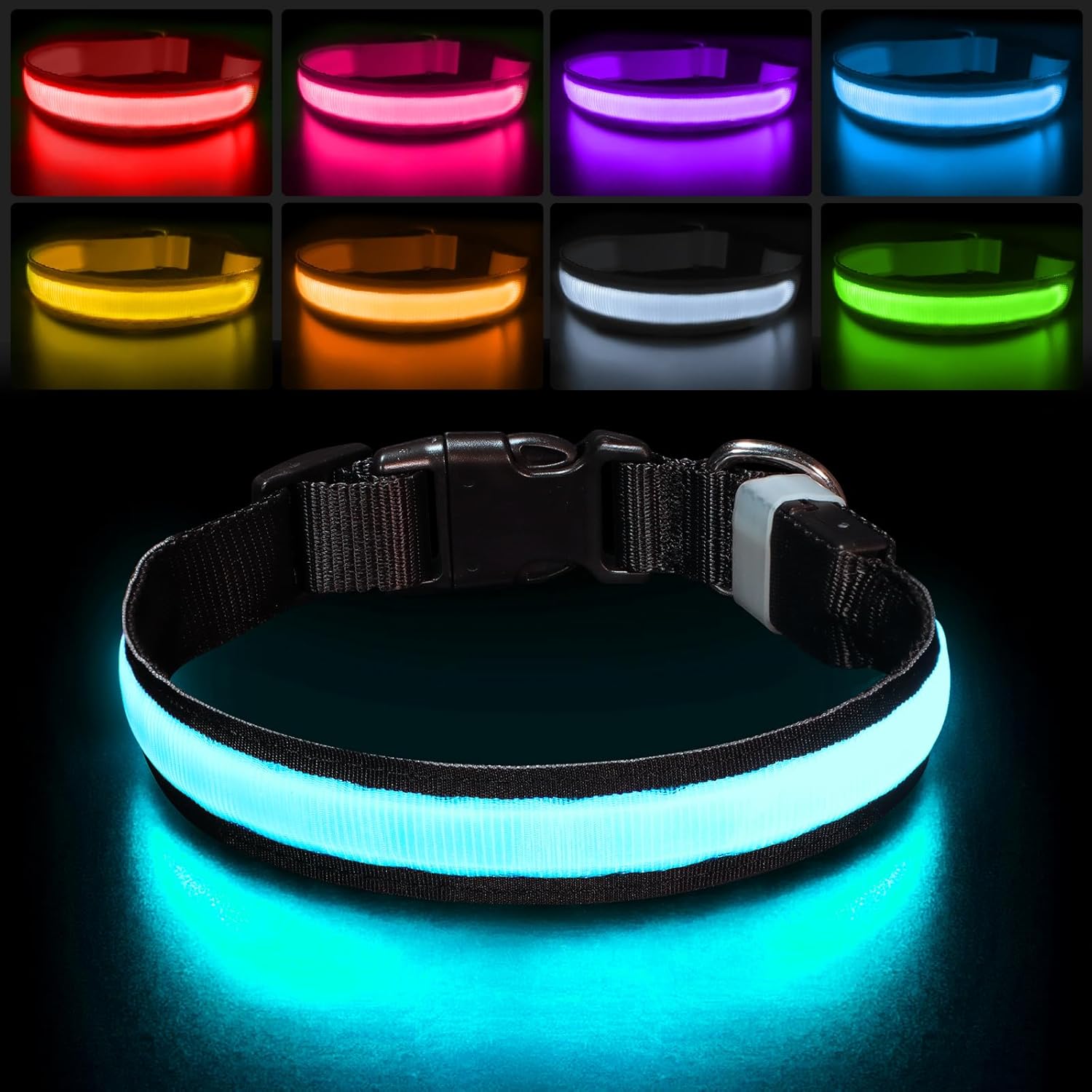 PcEoTllar Light Up Dog Collar Rechargeable, Lighted Dog Collar for Night, Flashi...