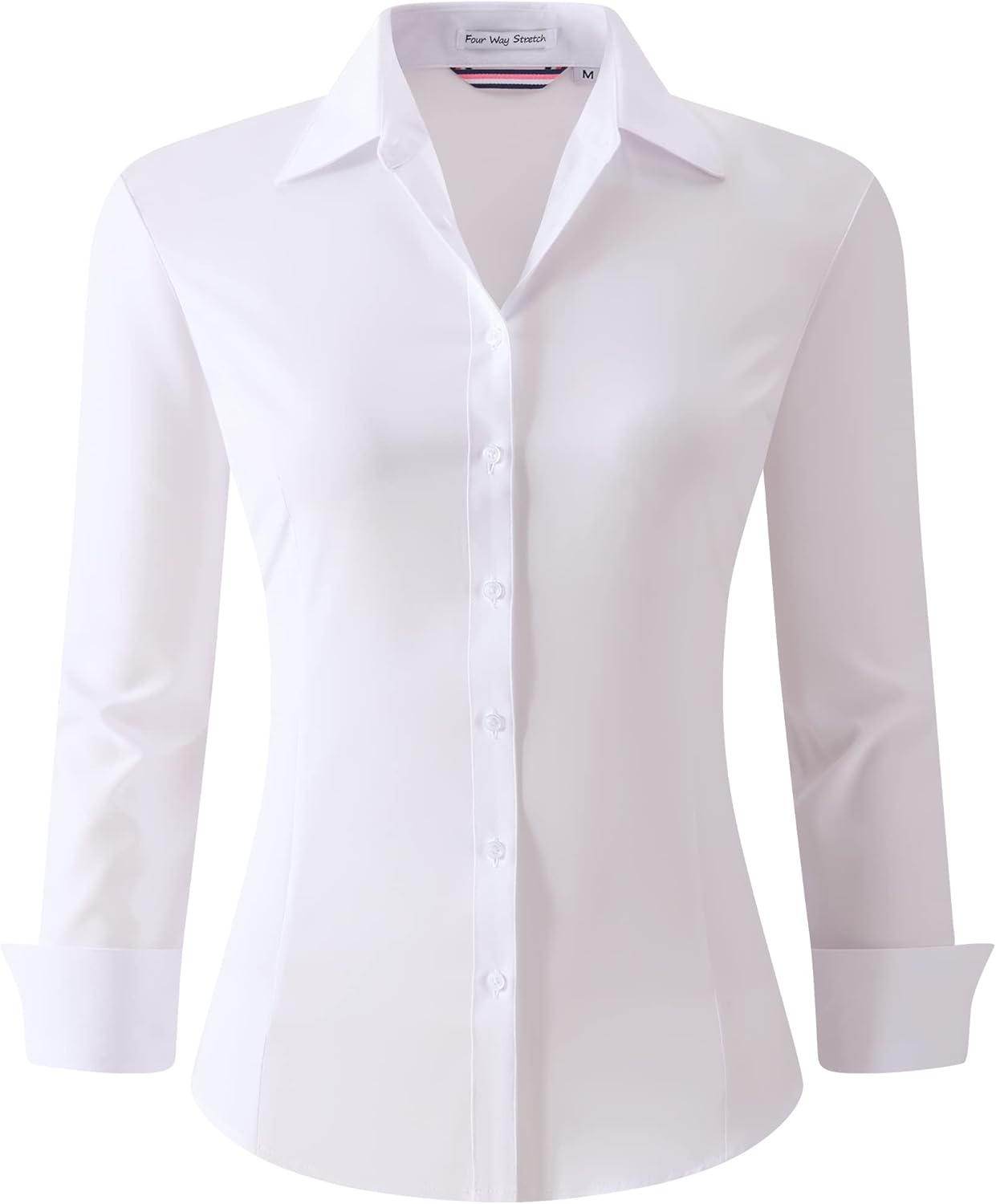 Esabel.C Womens Button Down Shirts Long Sleeve Regular Fit Stretch Work Blouse M...