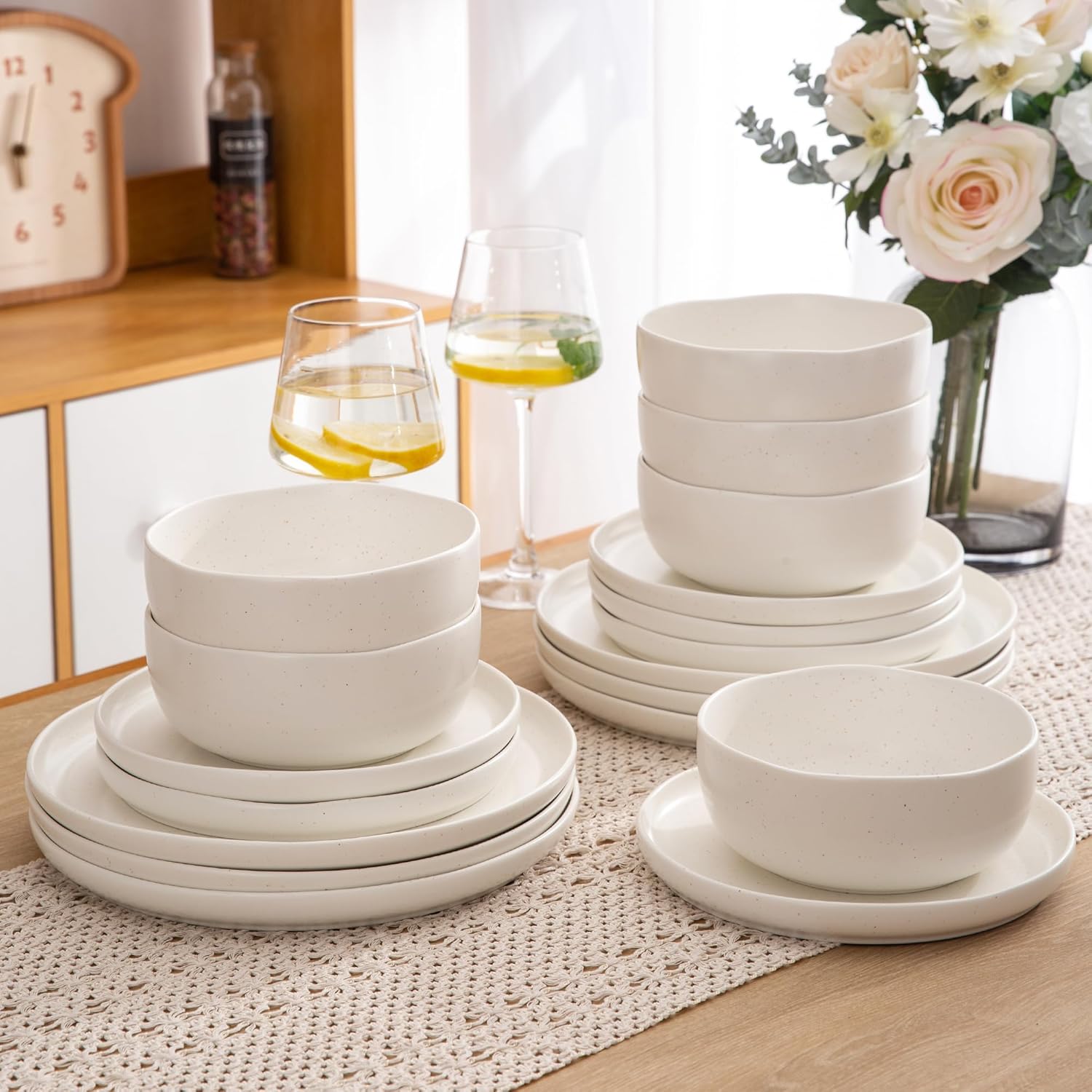 AmorArc Ceramic Dinnerware Sets, Wavy Rim Stoneware Plates and Bowls Sets,Highly...