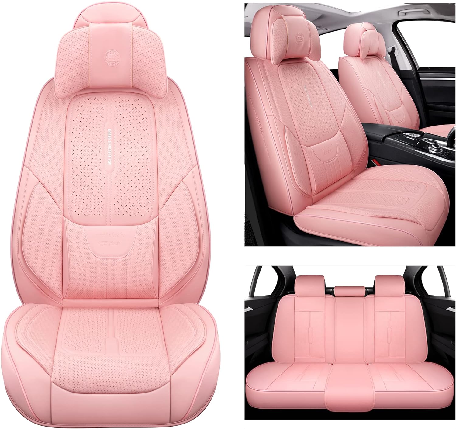 NS YOLO Full Coverage Faux Leather Car Seat Covers Universal Fit for Cars,SUVs a...