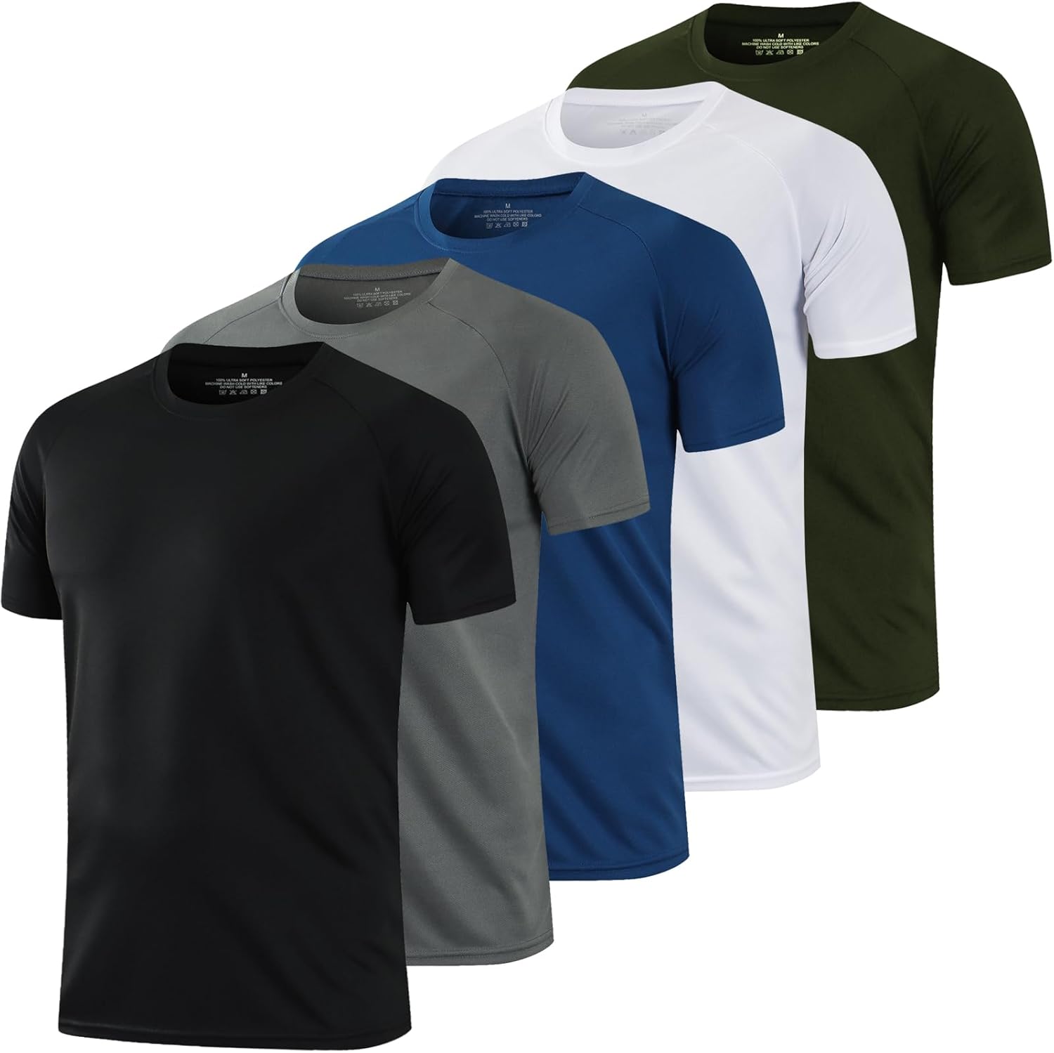 1/5 Pack Running Shirts Men Sport Tops Dry Fit Gym Wicking Athletic T Shirts Bre...