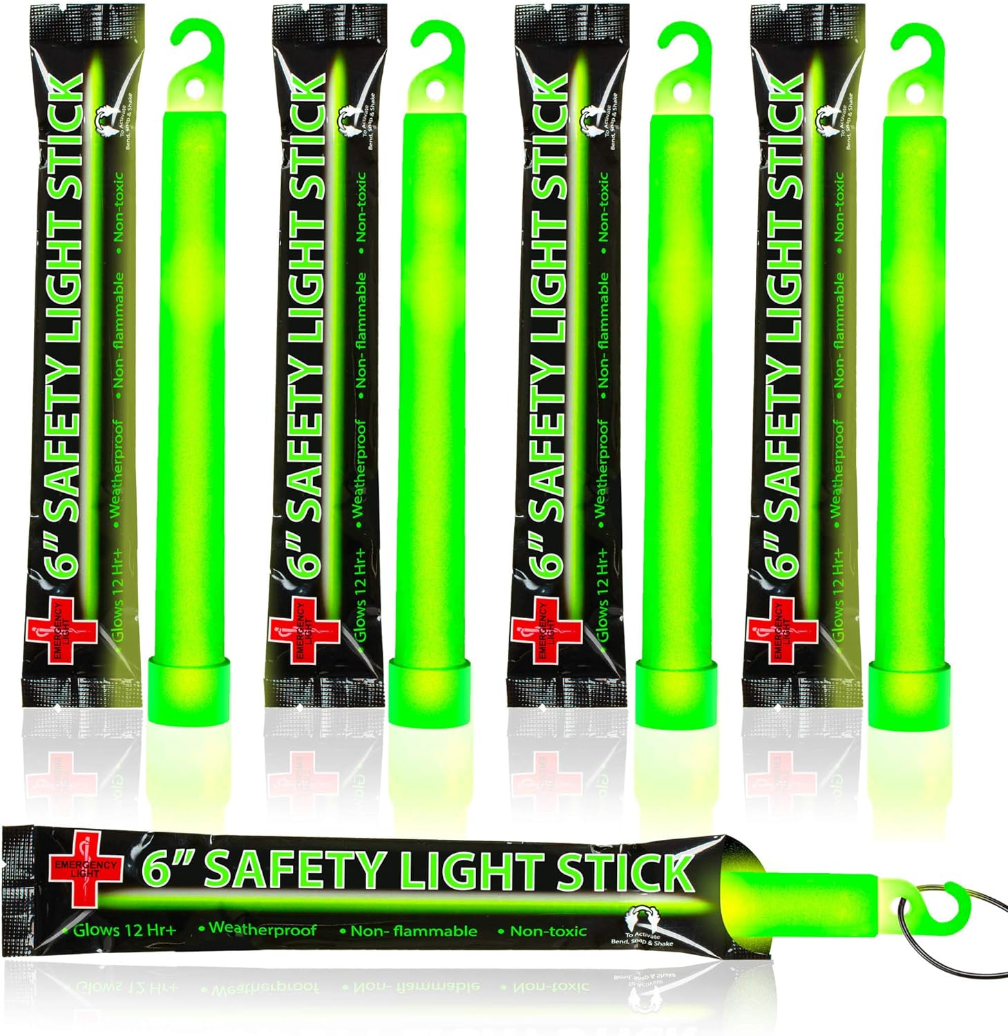 25 Ultra Bright Green Glow Sticks - Individual Packed With Lanyard - For Camping...