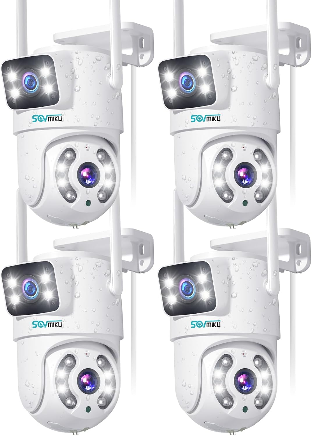 SOVMIKU Dual Lens WiFi Security Camera, Special Pan Tilt Camera Outdoor with Plu...