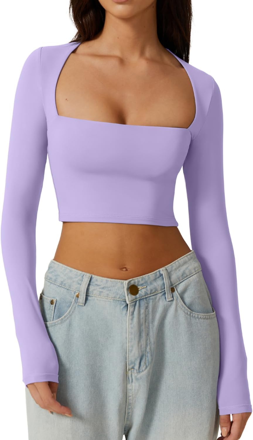 QINSEN Women's Crop Top, Special Sexy Square Neck Top, Innovative Slim Fit Cropp...
