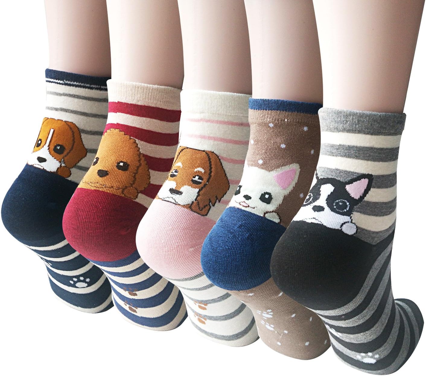 Unique YSense 5 Pairs Cute Animal Socks, Special Women's Socks with Funny Dog Pr...