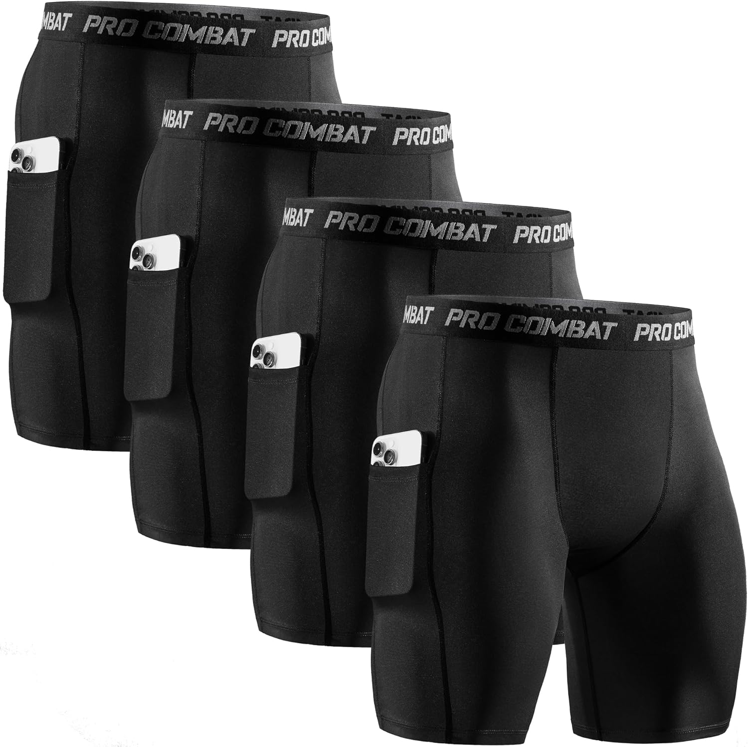 Niksa 2/4 Pack Compression Shorts Men with Pocket, Spandex Running Shorts Sport...