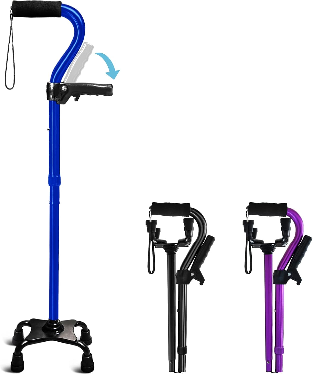 Adjustable Walking Cane for Men & Women with 4-Pronged Base for Extra Stability...