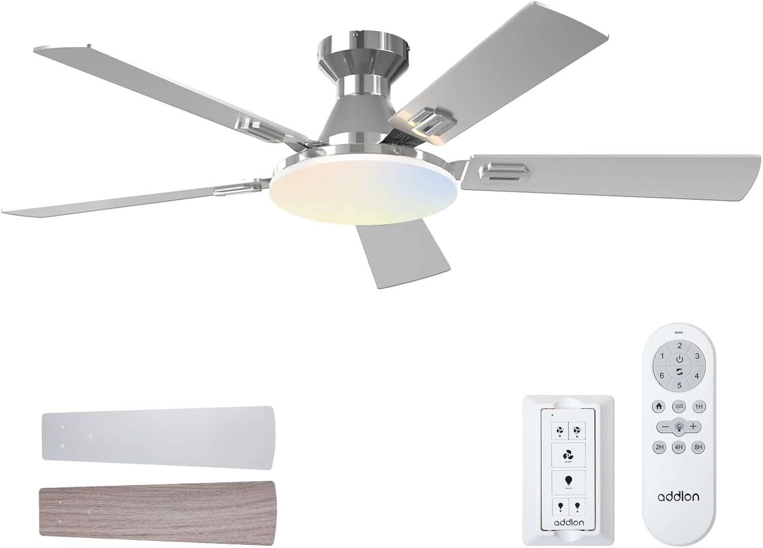 addlon Ceiling Fans with Lights, 52 inch Flush Mount Ceiling fan with Remote Con...