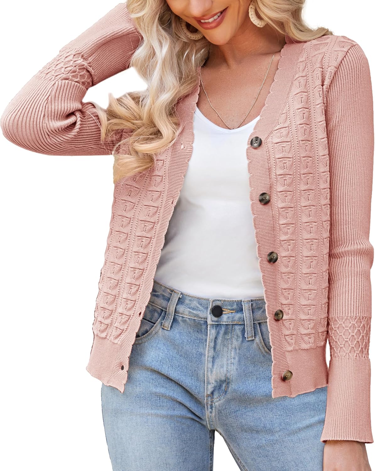 GRACE KARIN Cardigan Sweaters for Women Lightweight 2024 Fall Cropped Cardigan B...