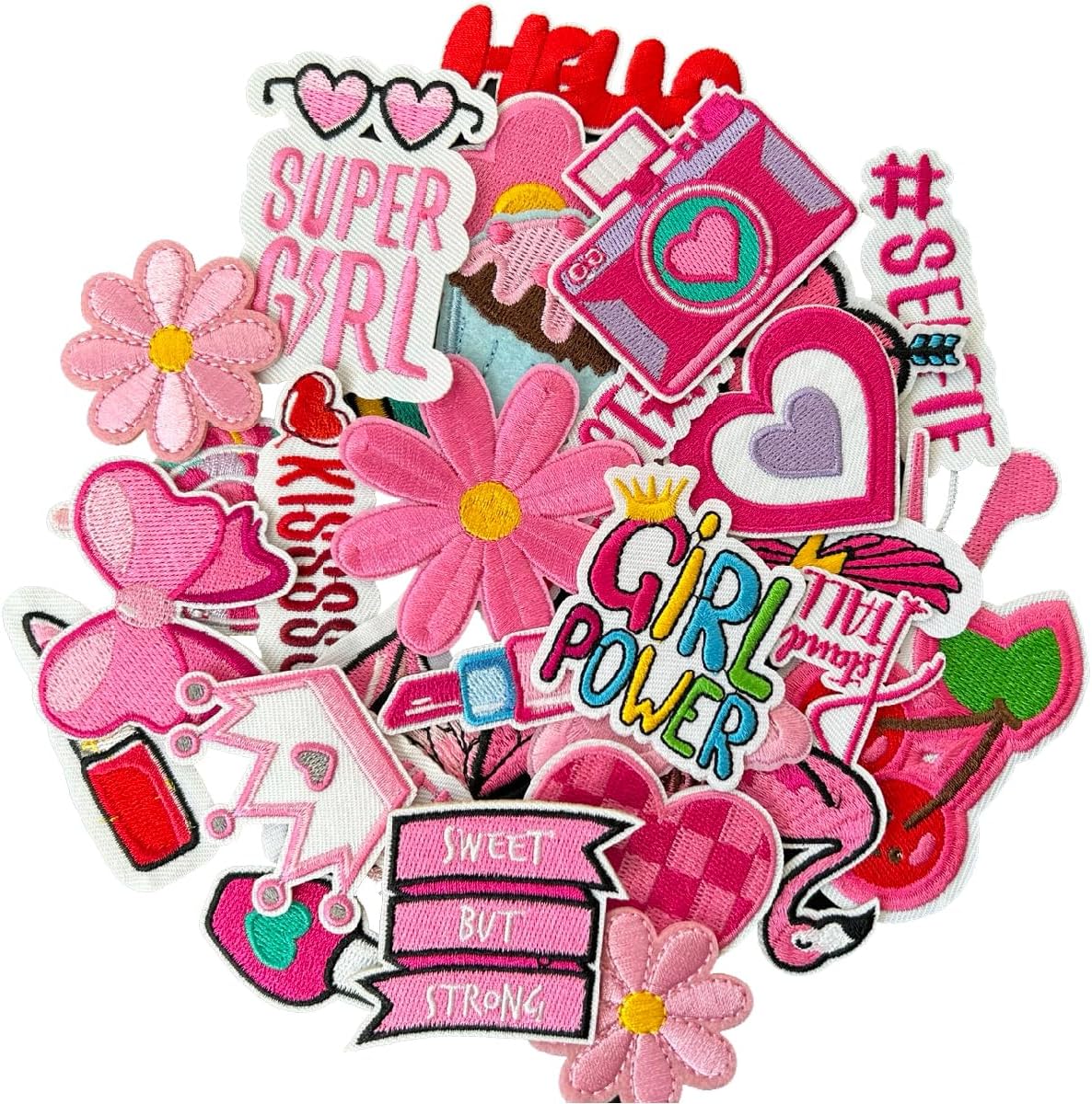 Pink Style Iron on Patches, Embroidered Vintage Girl Patches, Cute Applique Patc...