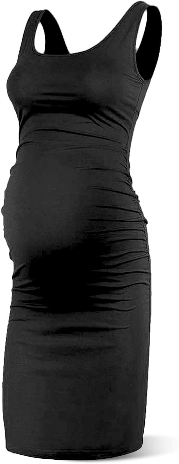 Rnxrbb S-2XL Women Summer Sleeveless Maternity Dress Pregnancy Tank Scoop Neck M...